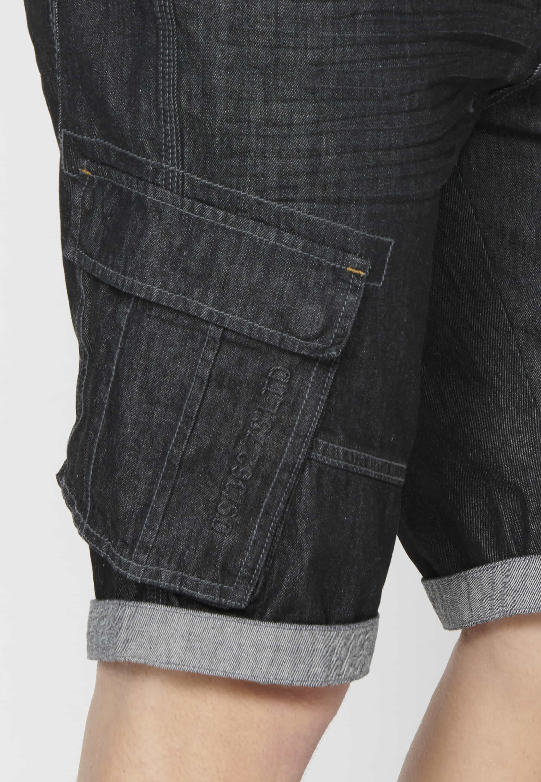 Shorts Bermuda Denim Stretch Regular Fit with four pockets Black color for Men 8
