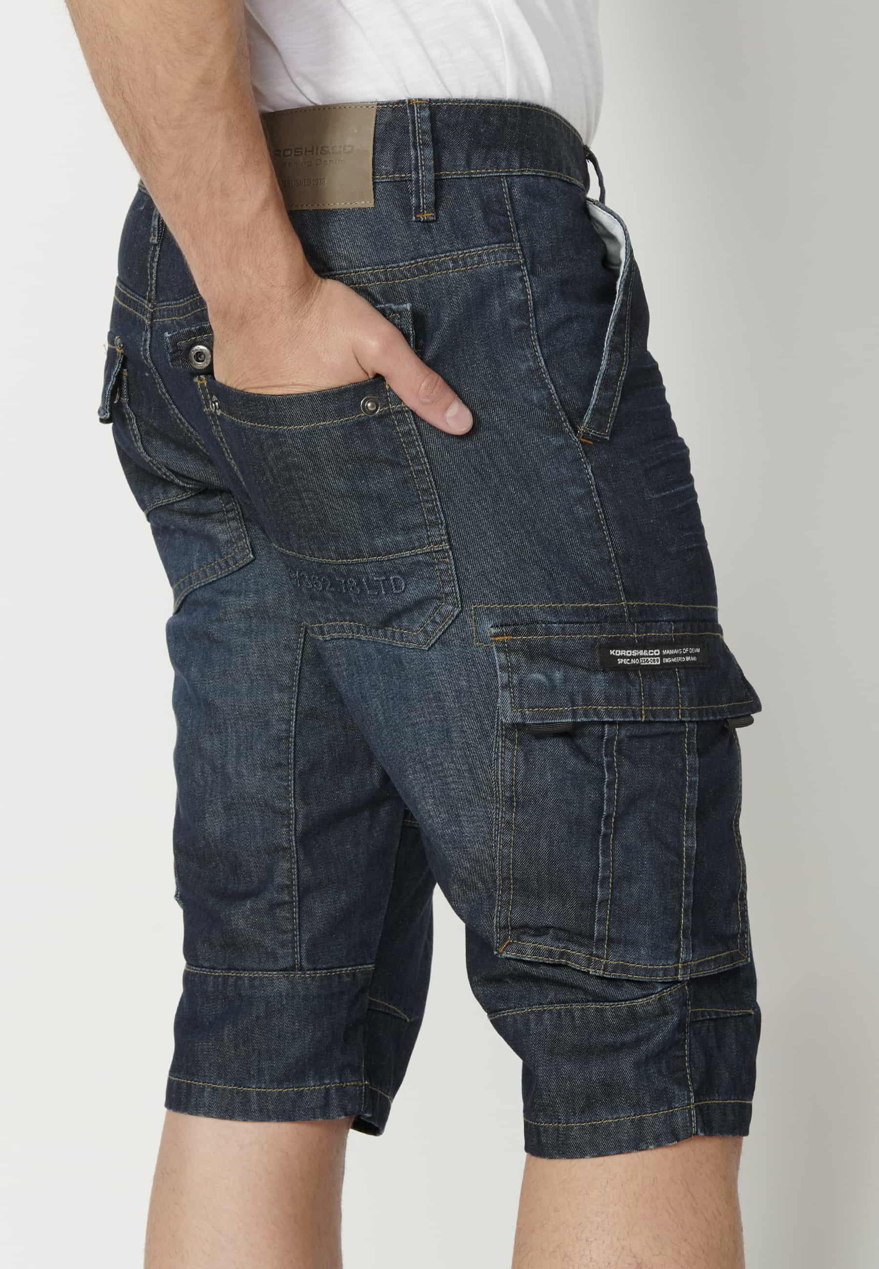 Pantalón corto Bermuda Vaquera Stretch Regular Fit Color Azul para Hombre 
