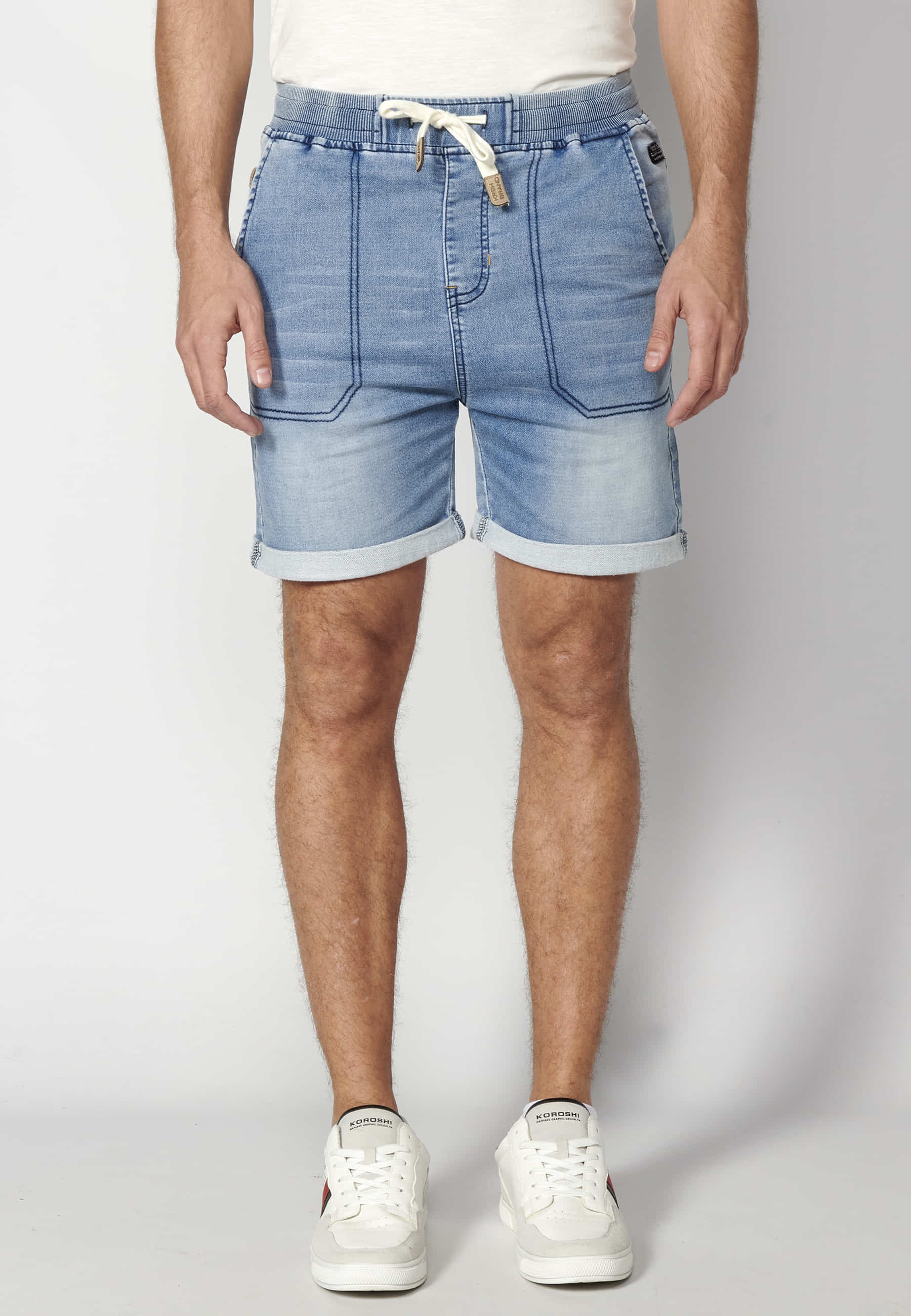 Hellblaue Bermuda-Jogger-Shorts für Herren