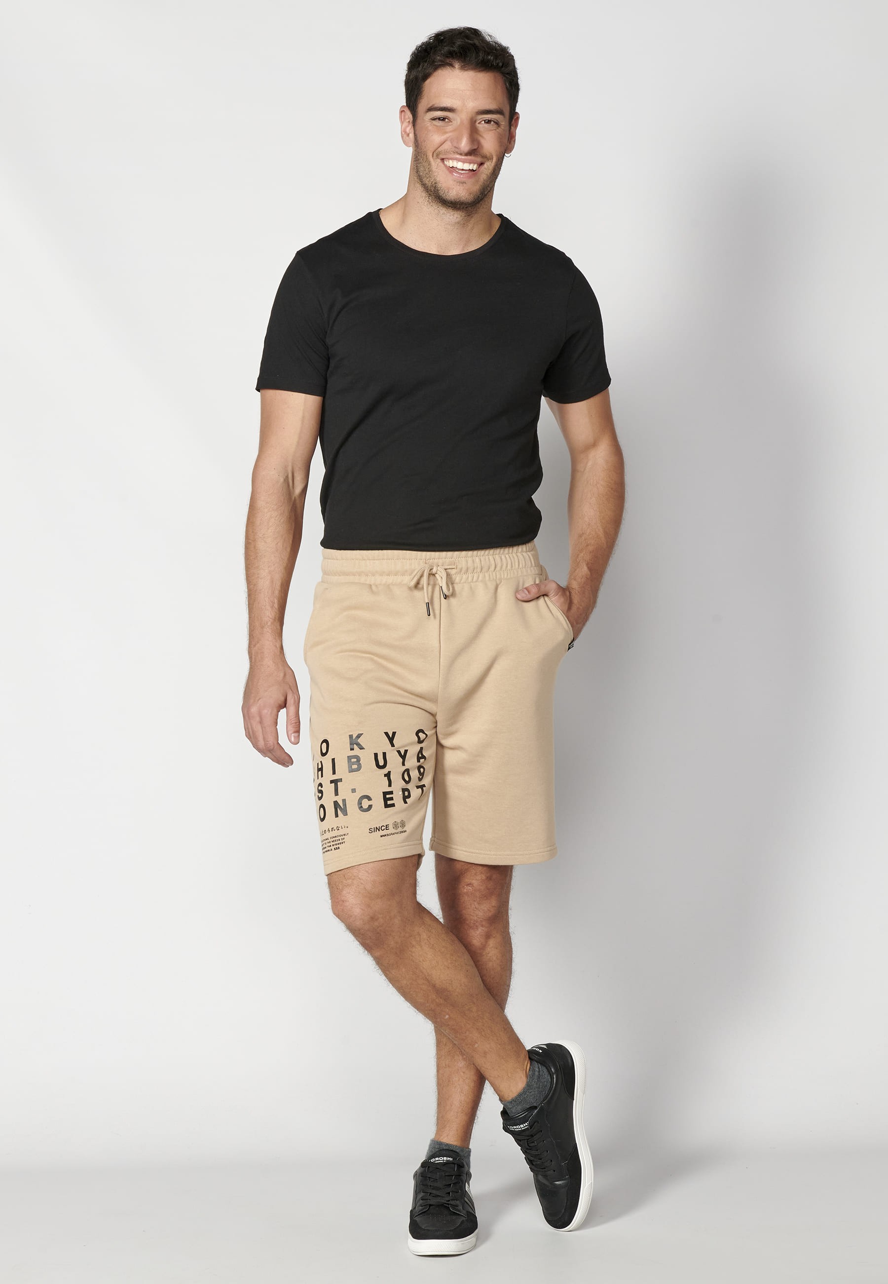 Pantalón corto bermuda jogger color beige para hombre | Ropa Casual