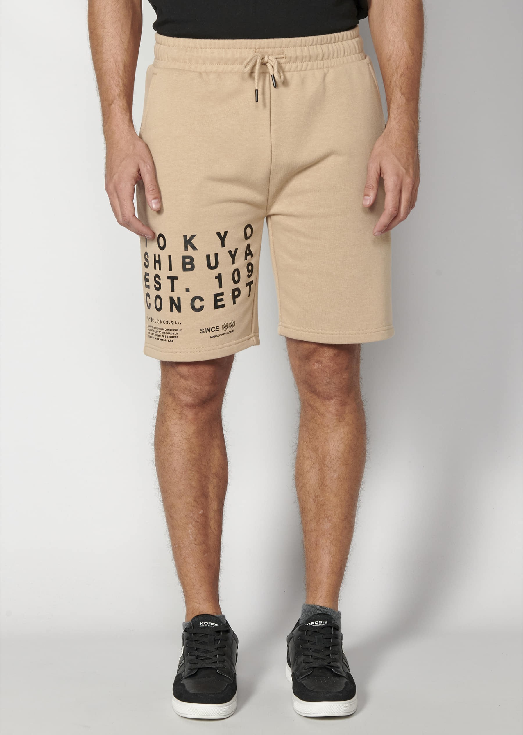 Pantalón corto bermuda jogger color beige para hombre | Ropa Casual