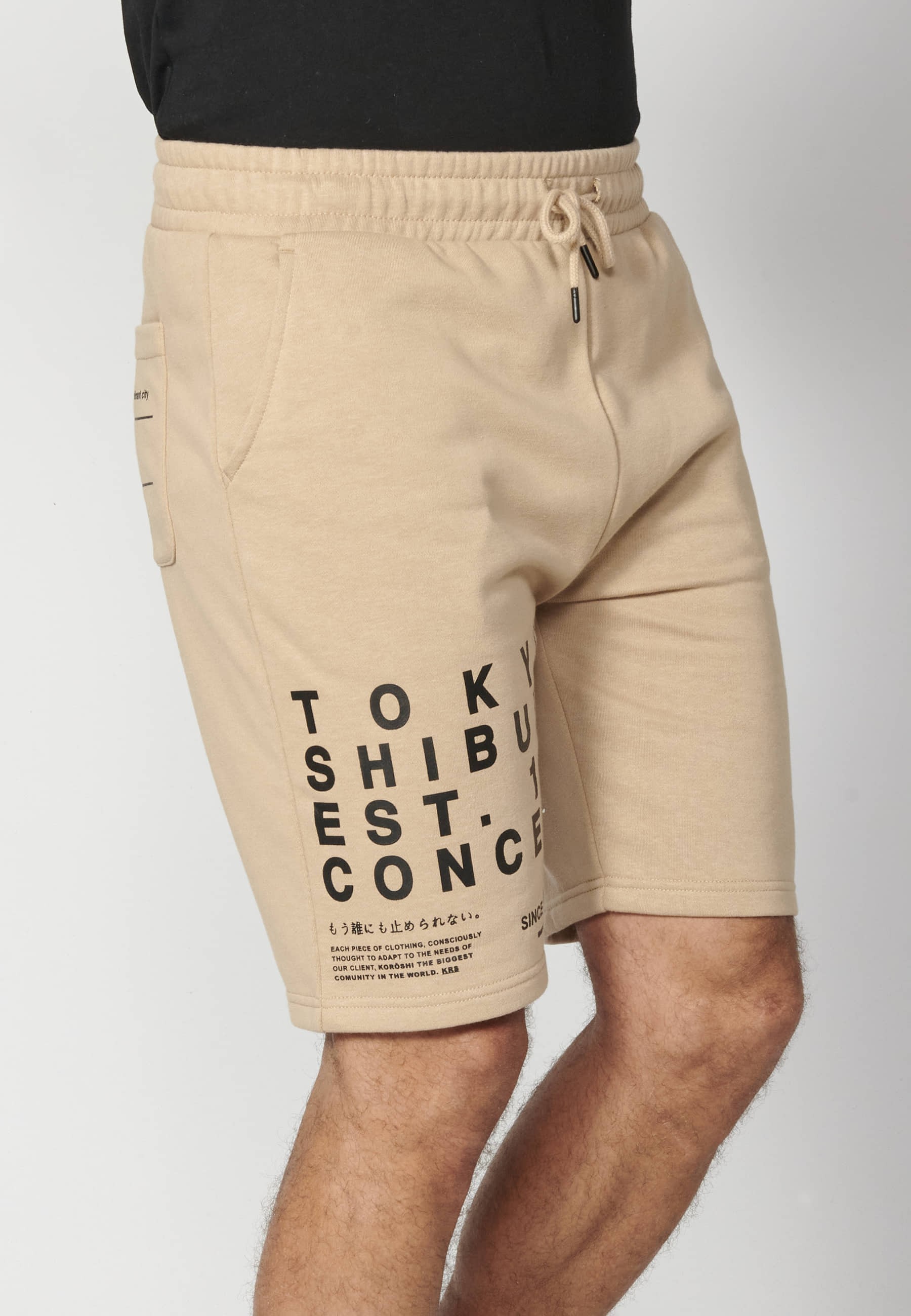 Pantalón corto bermuda jogger color beige para hombre | Ropa Casual