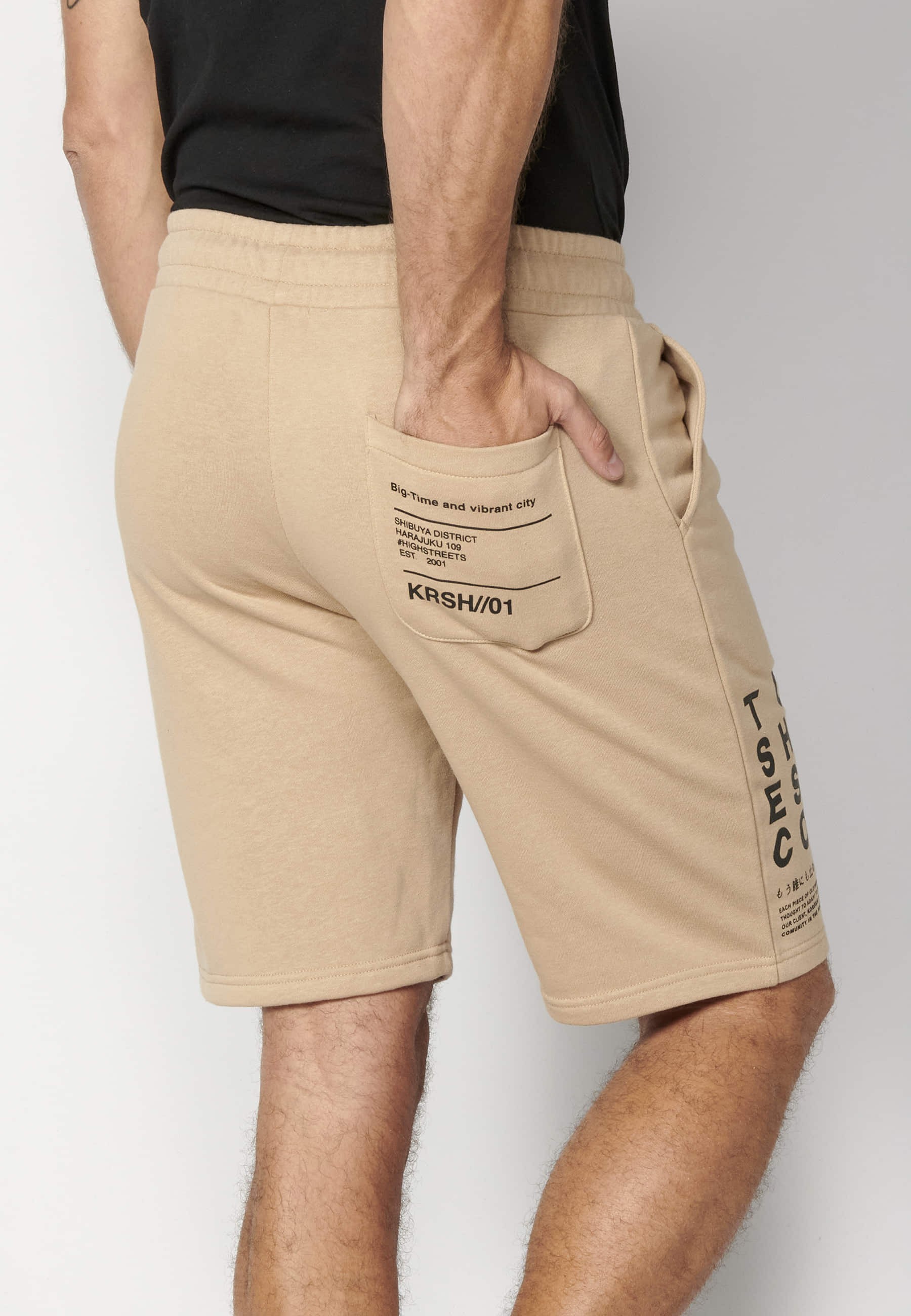 Pantalón corto bermuda jogger color beige para hombre | Ropa Casual