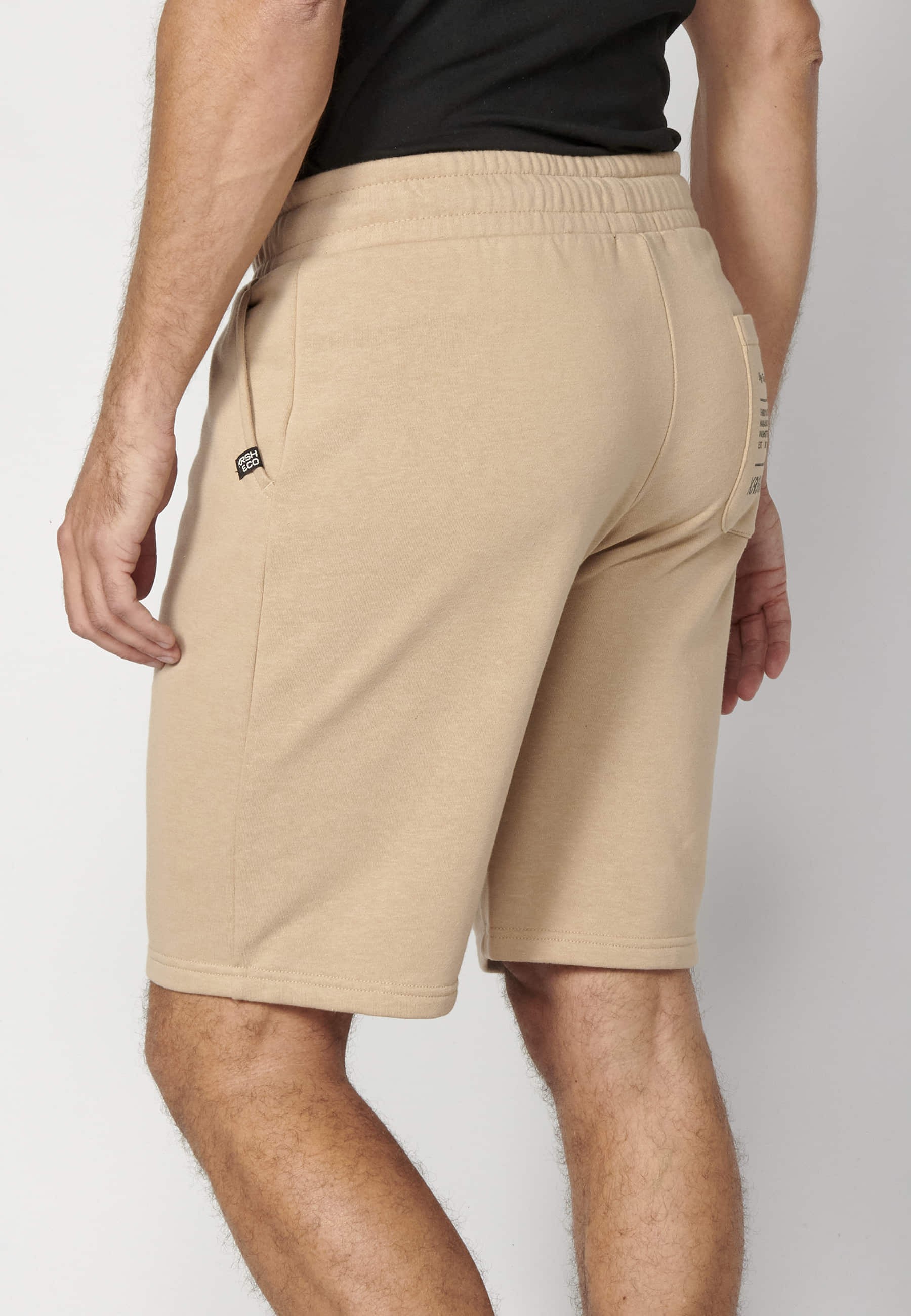 Pantalón corto bermuda jogger color beige para hombre | Ropa Casual