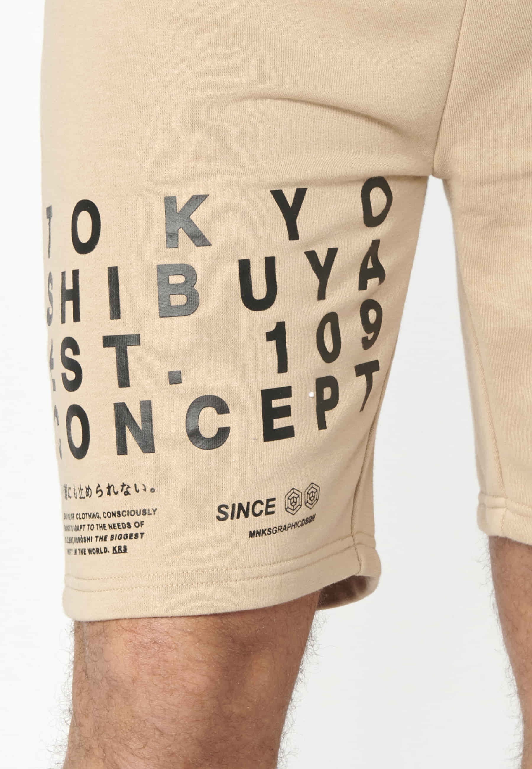 Pantalón corto bermuda jogger color beige para hombre | Ropa Casual