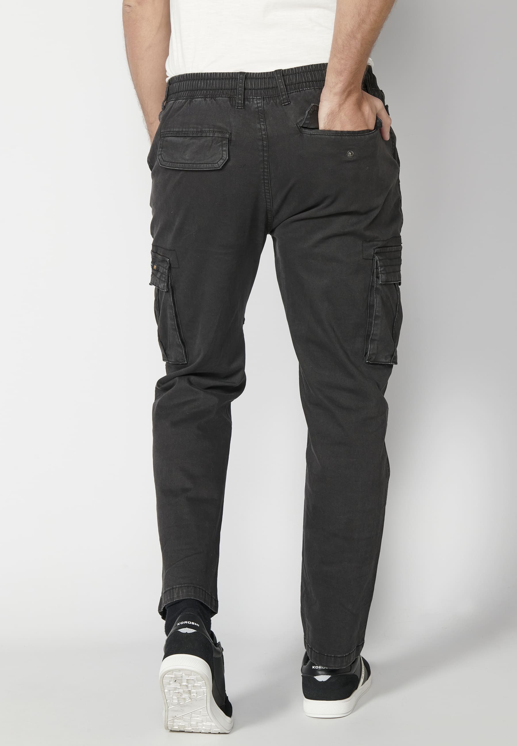 Black cargo style pants for Men