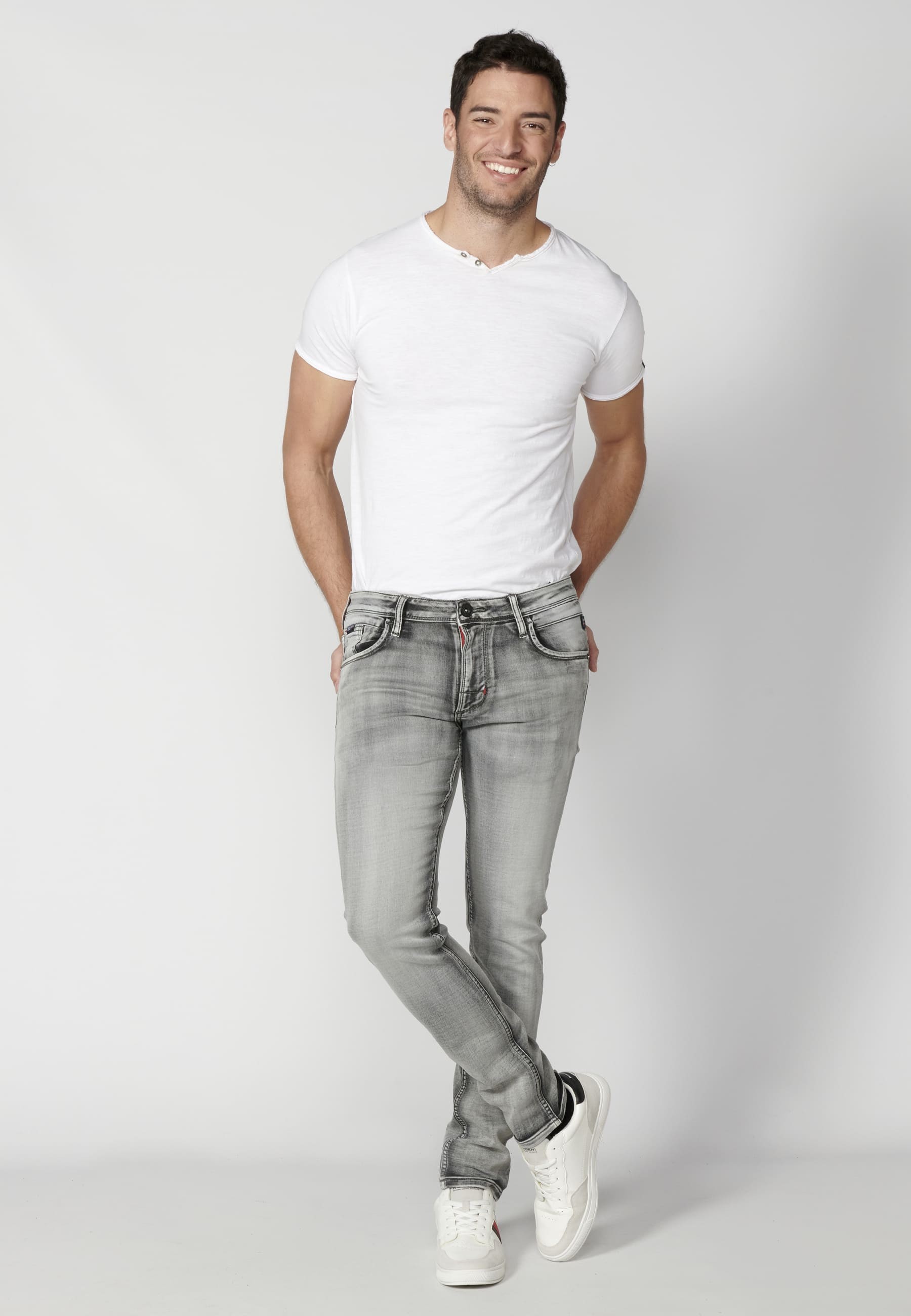Pantalón jeans slim fit color gris para hombre | Ropa Casual