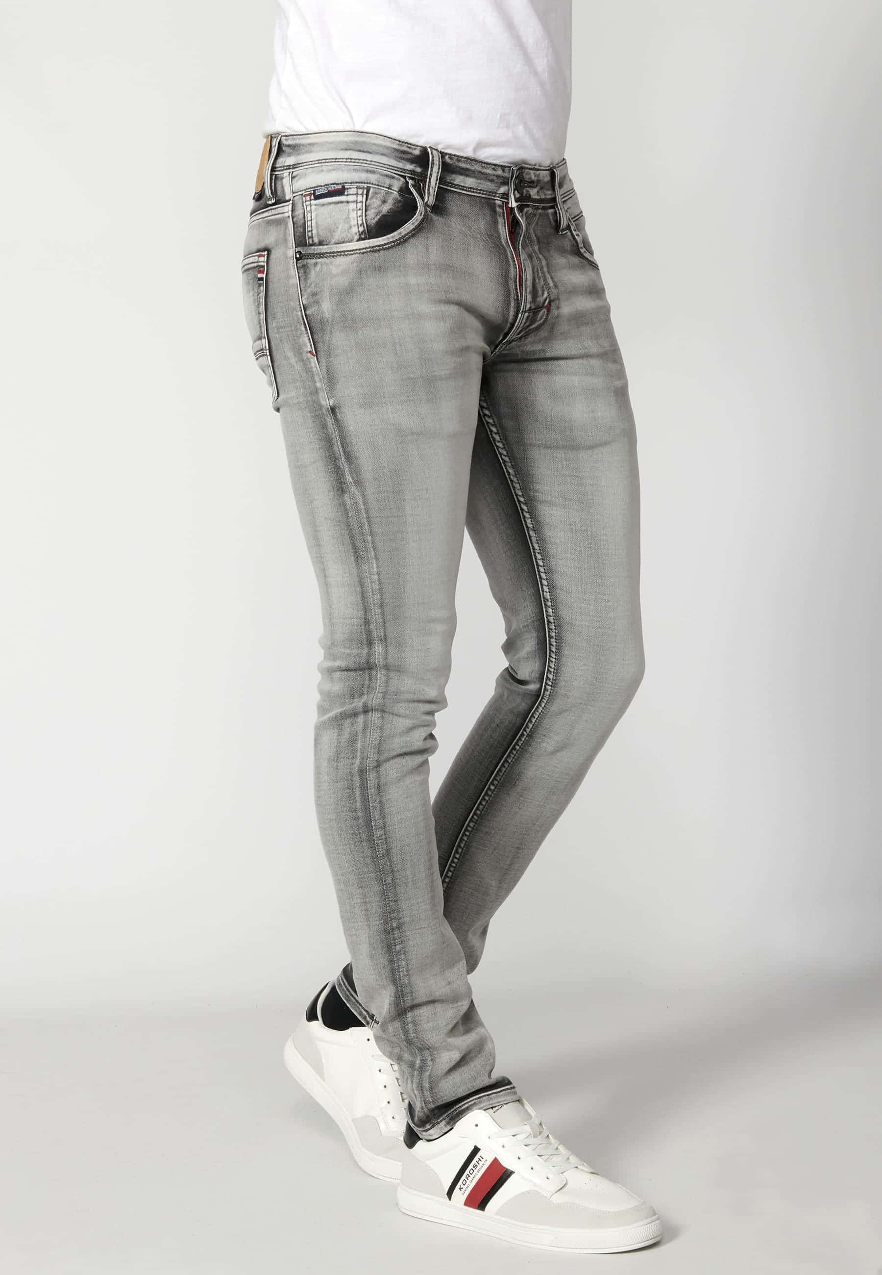 Pantalón jeans slim fit color gris para hombre | Ropa Casual