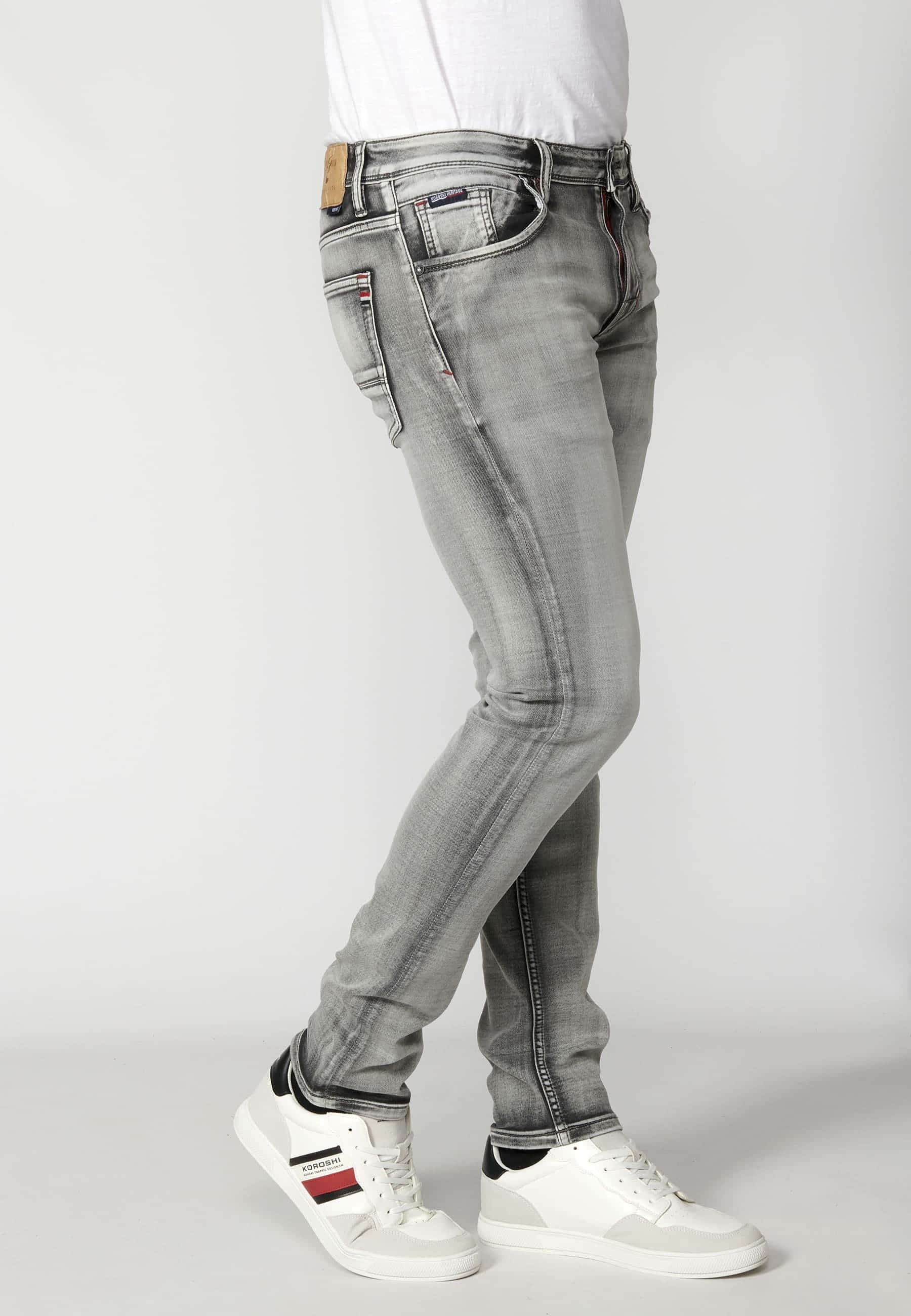 Pantalón jeans slim fit color gris para hombre | Ropa Casual