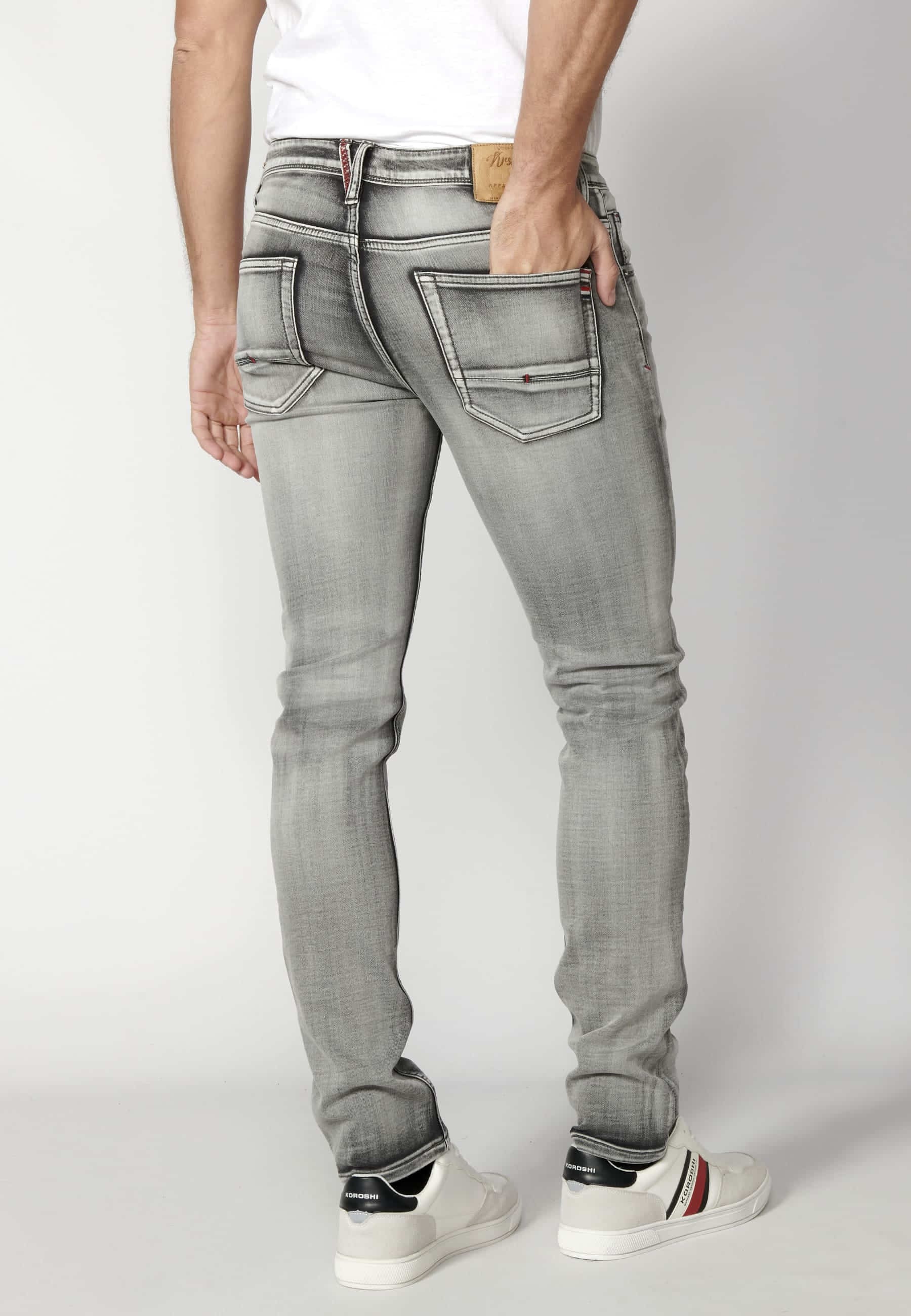 Pantalón jeans slim fit color gris para hombre | Ropa Casual