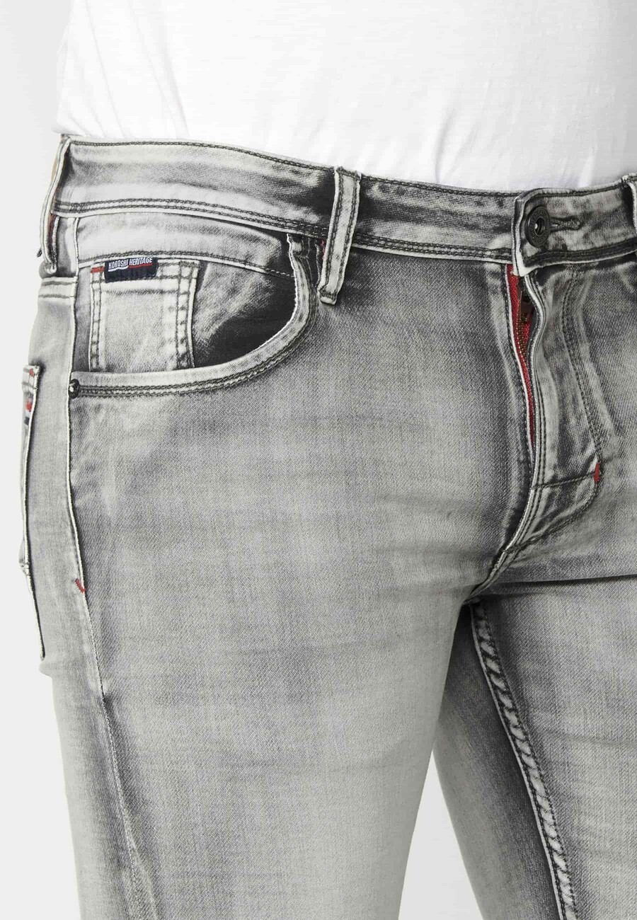 Pantalón jeans slim fit color gris para hombre | Ropa Casual 7