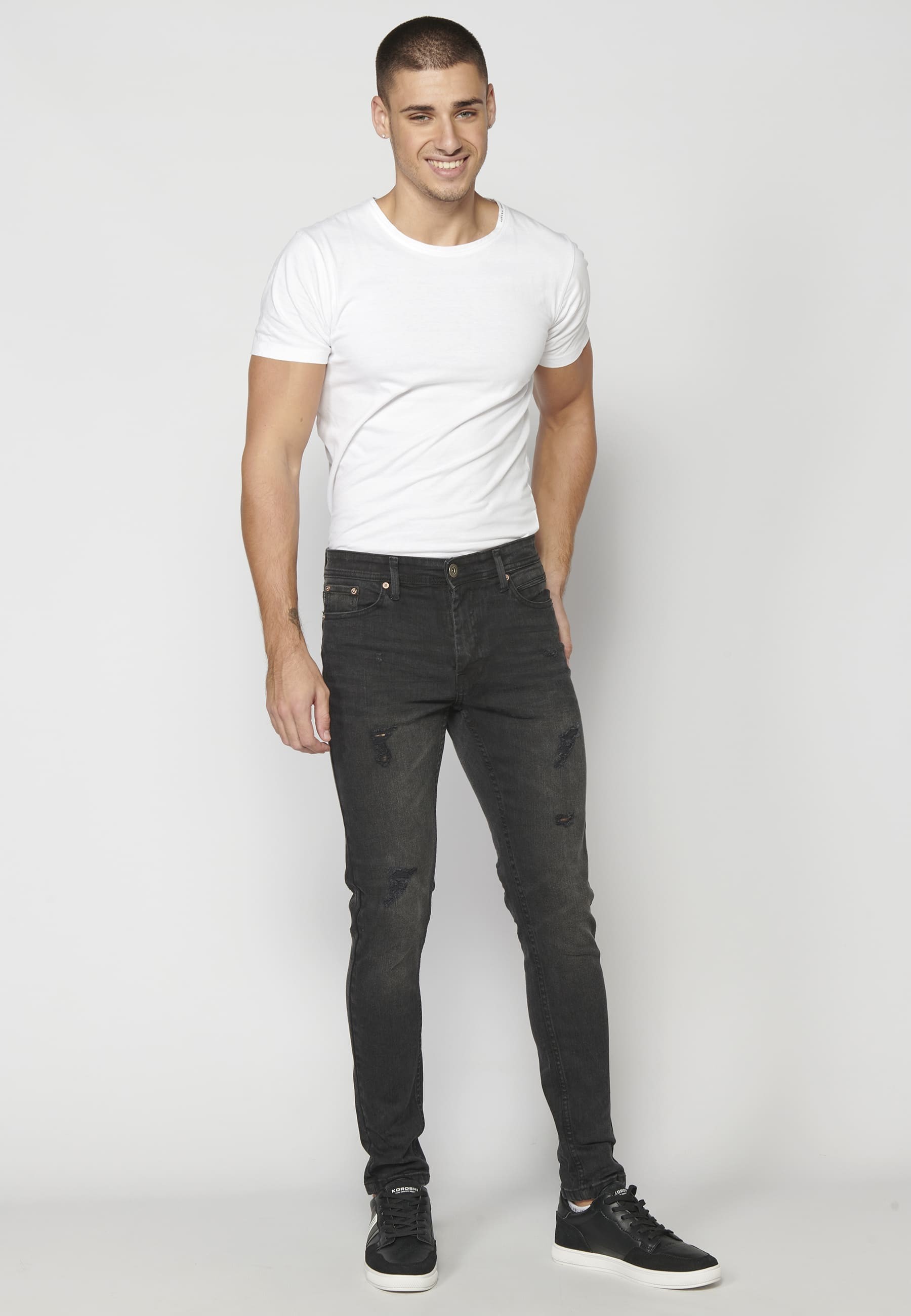 Black super skinny denim jean pants for Men