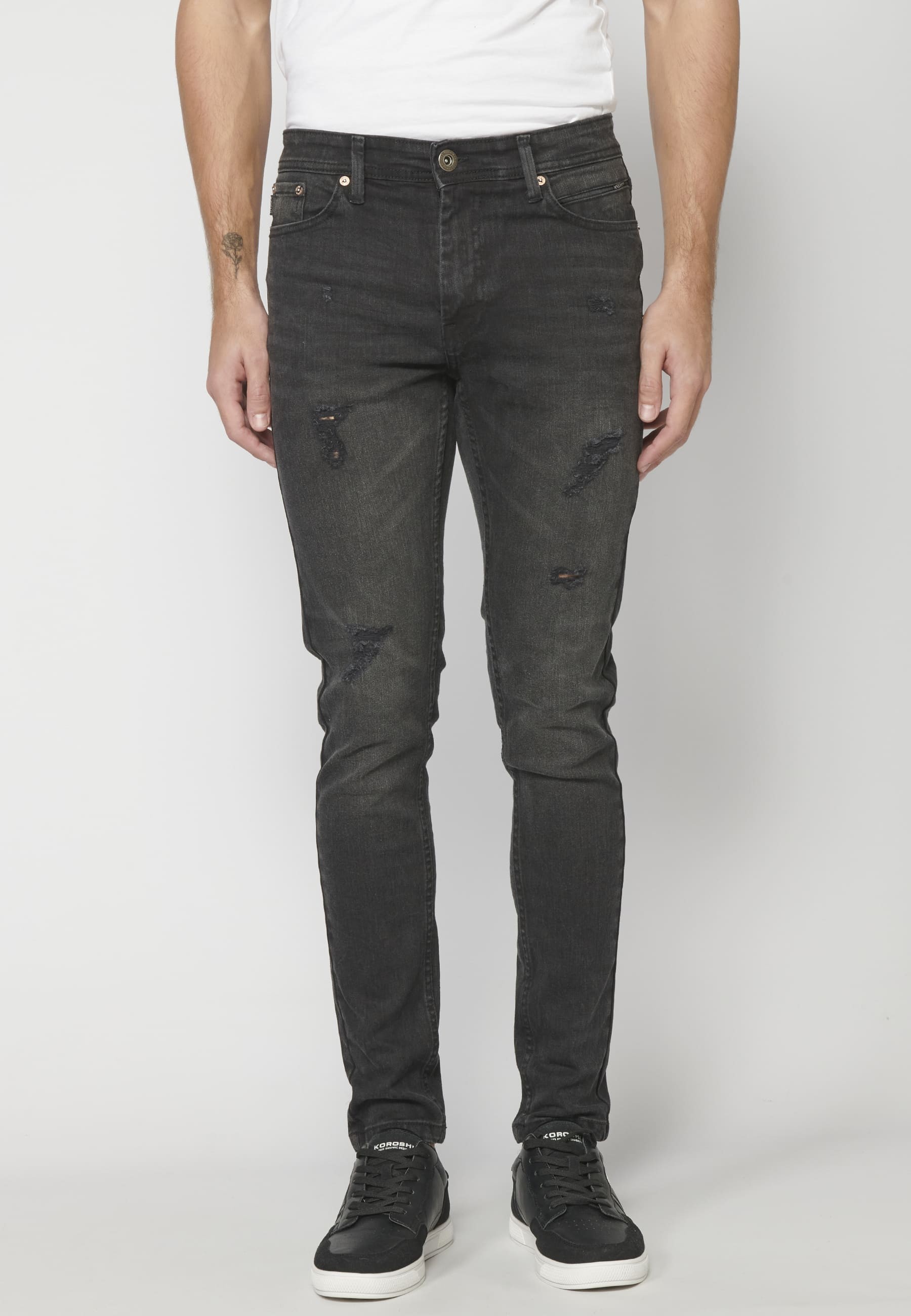 Black super skinny denim jean pants for Men