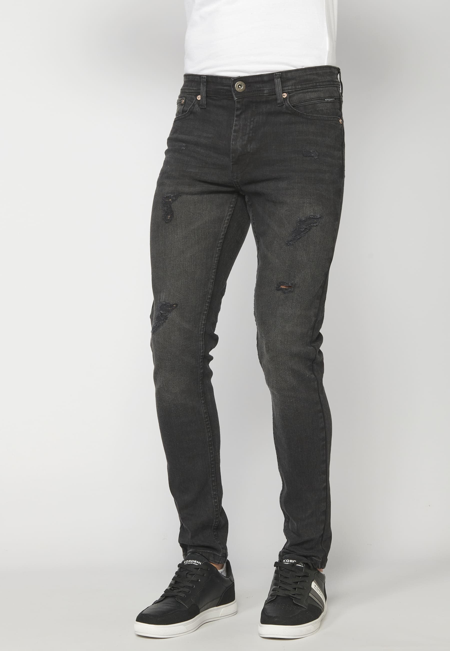 Pantalons jean denim super skinny color Negre per a Home