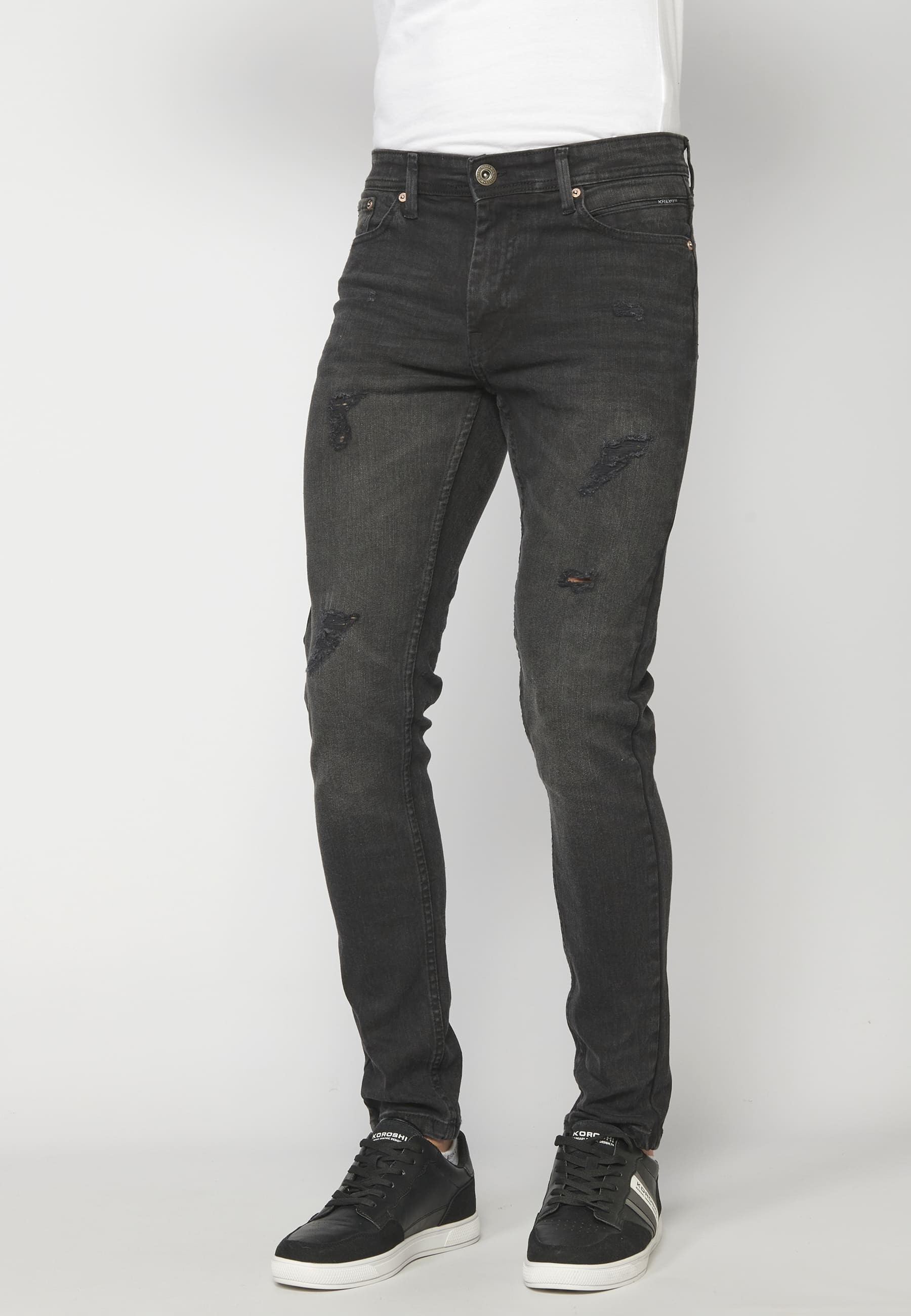 Black super skinny denim jean pants for Men