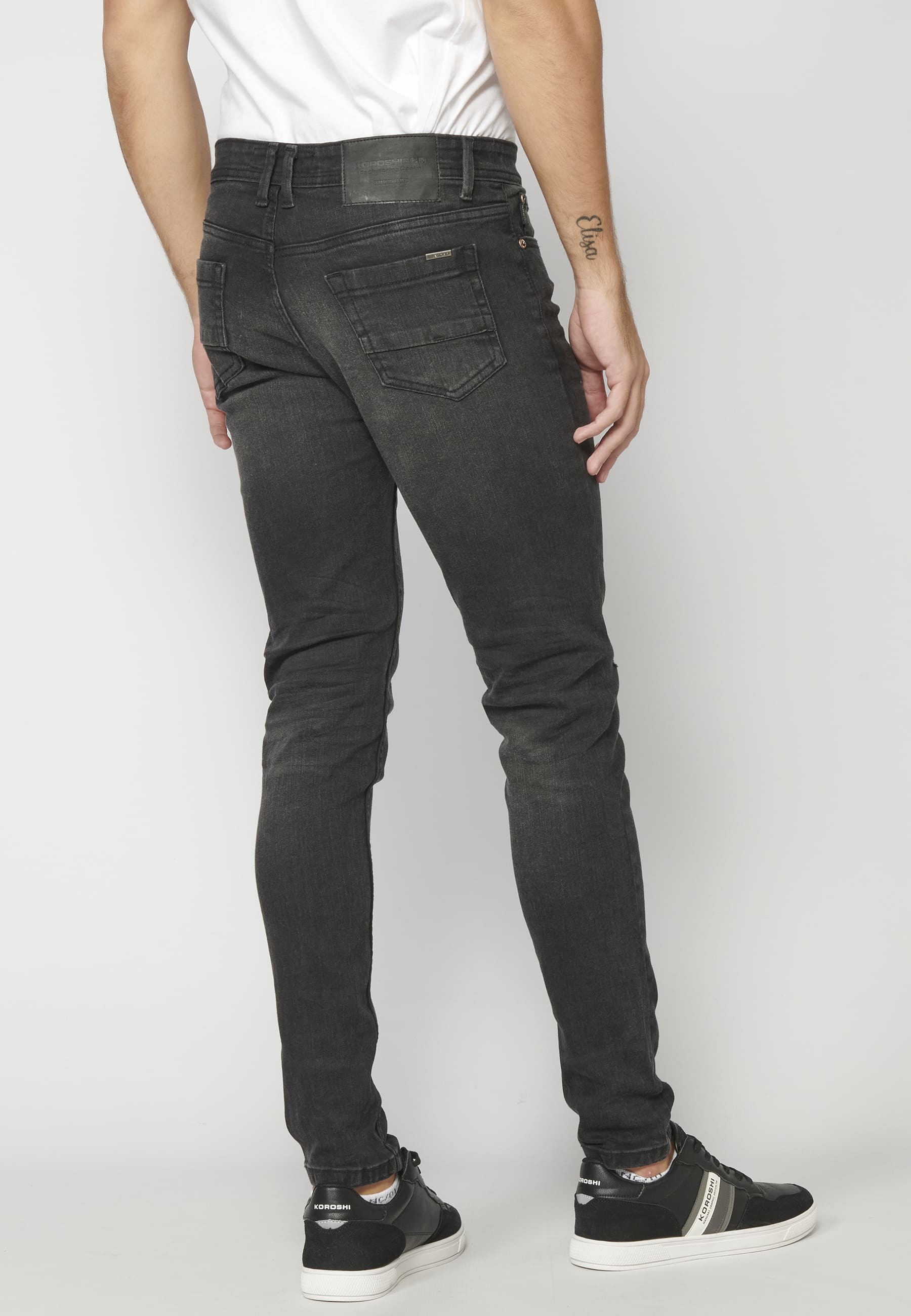 Pantalón jean denim super skinny color Negro para Hombre