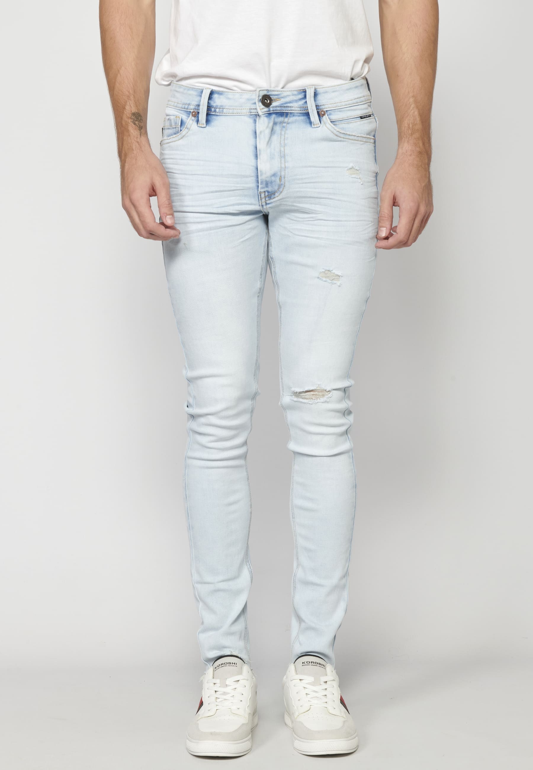 Blue super skinny jean pants for Men
