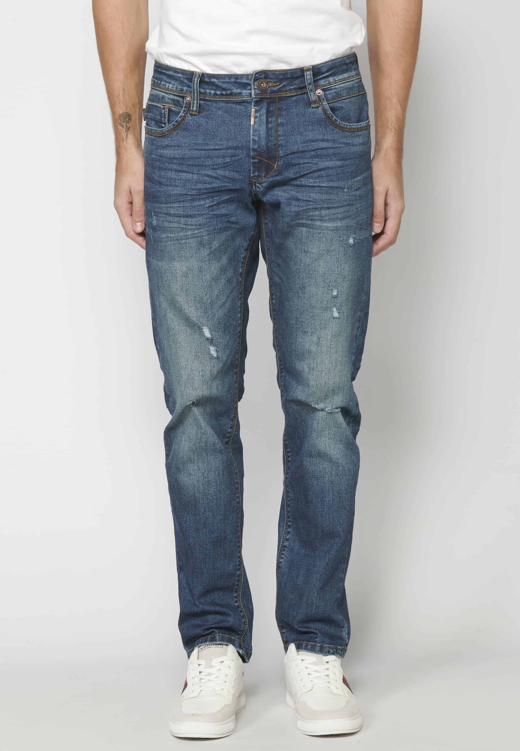 Long denim trousers with five pockets for Men
