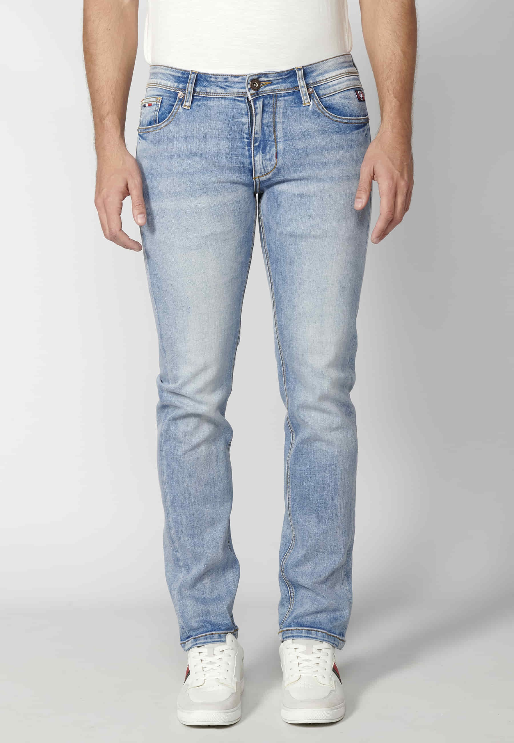 Blaue Stretch-Jeans mit normaler Passform für Herren