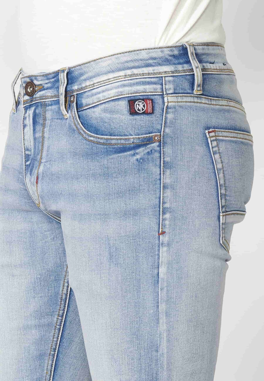 Blaue Stretch-Jeans mit normaler Passform für Herren 7