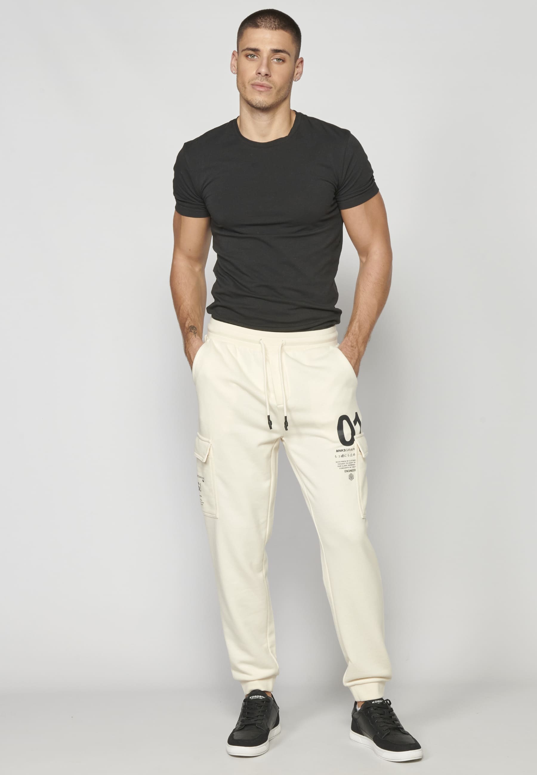 Pantalon jogger écru Homme