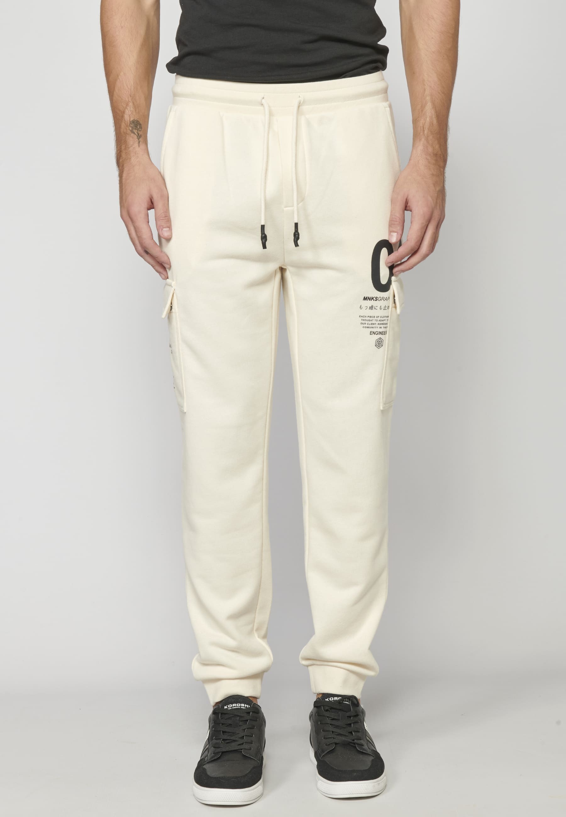 Pantalón Deportivo jogger color Crudo para Hombre