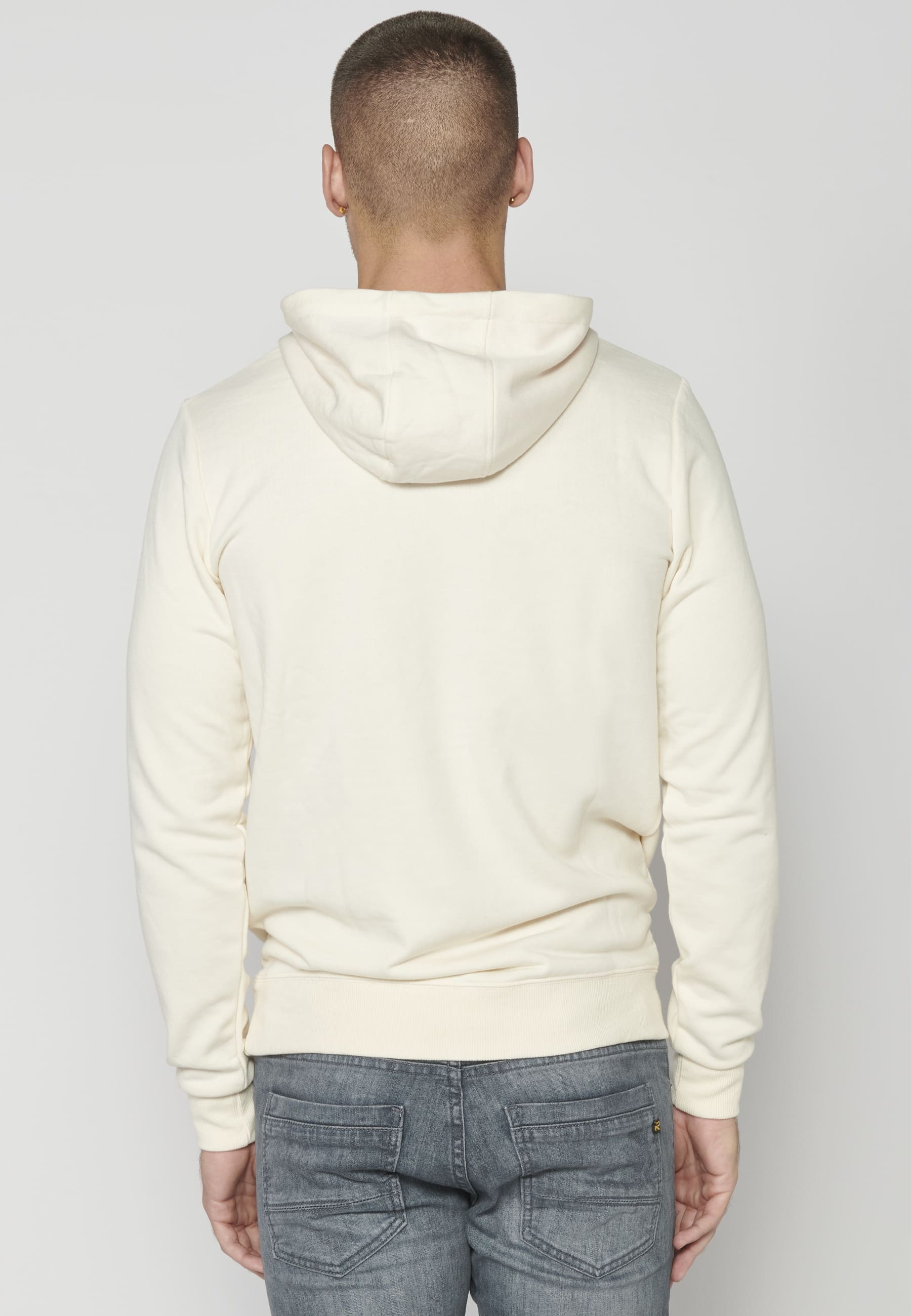 Sudadera de manga larga con capucha color crema para hombre | Ropa Casual
