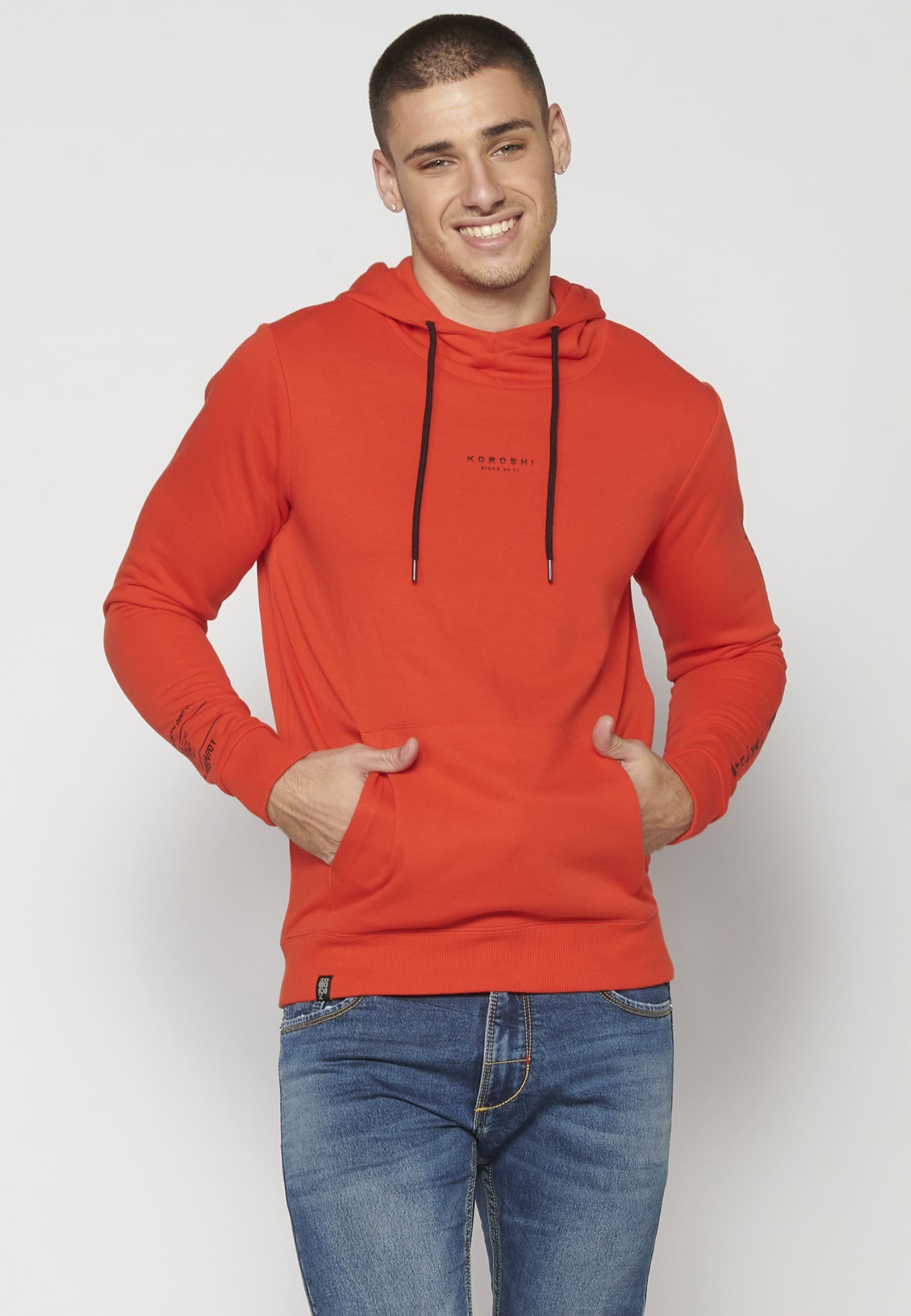 Hooded Sweatshirt with Front Pocket for Men