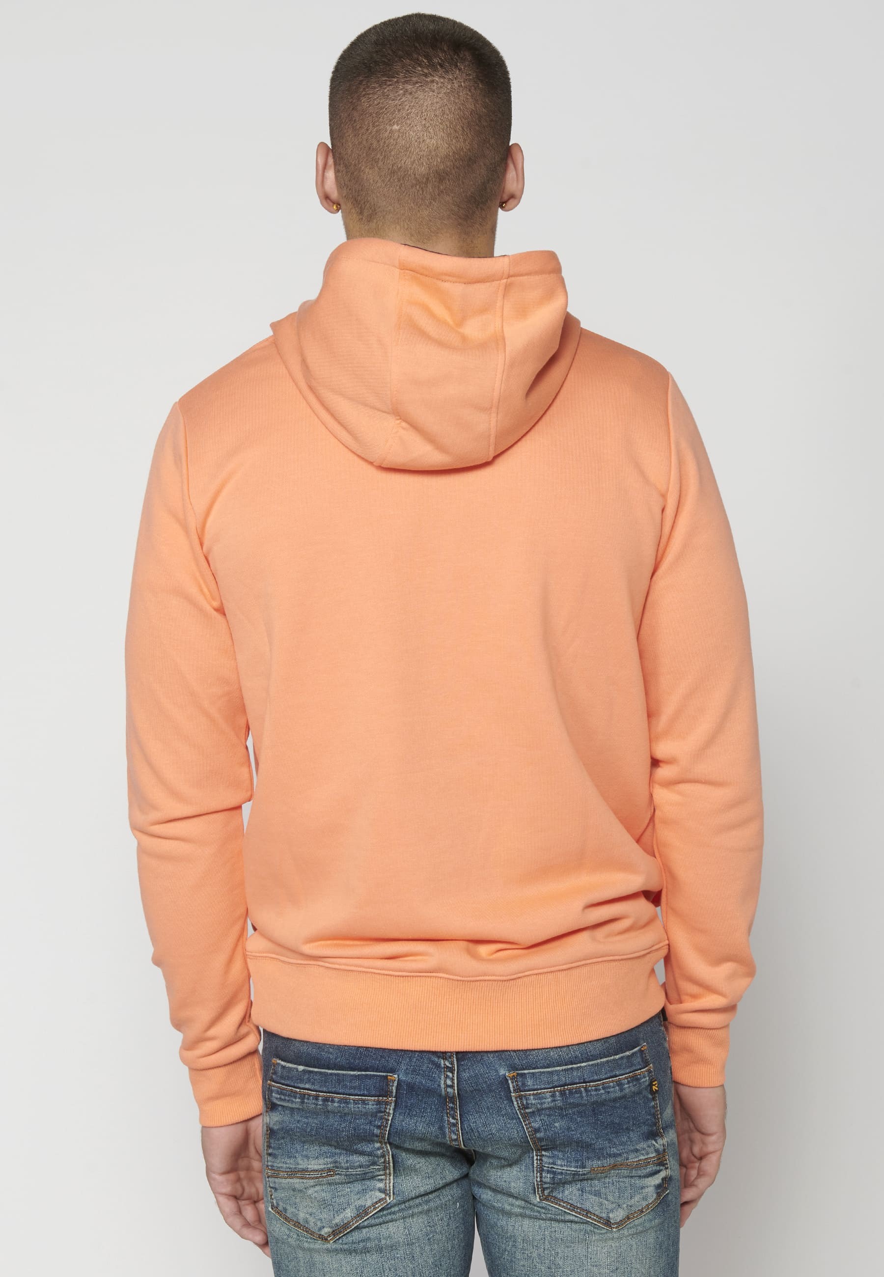 Men's Salmon Color Long Sleeve Hoodie