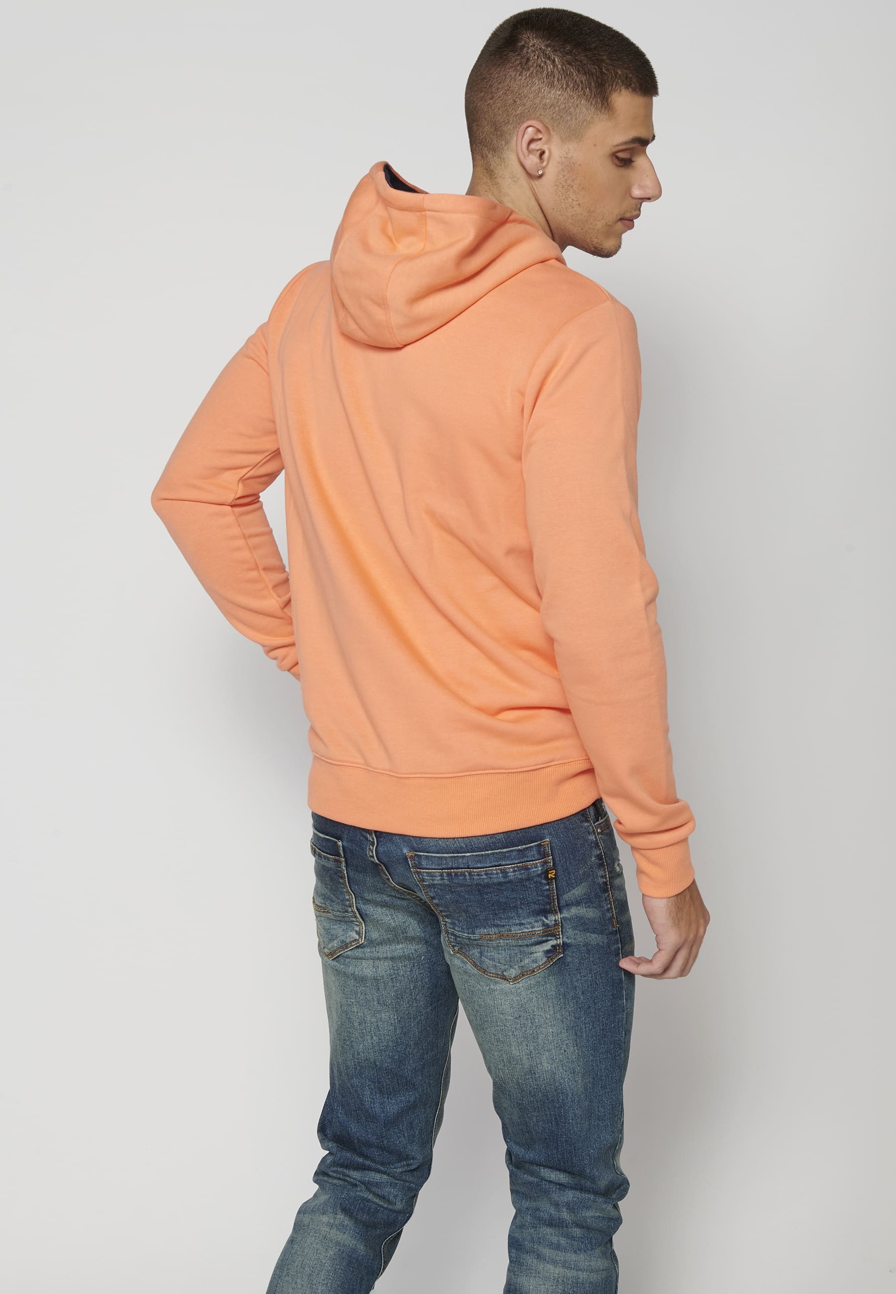 Men's Salmon Color Long Sleeve Hoodie