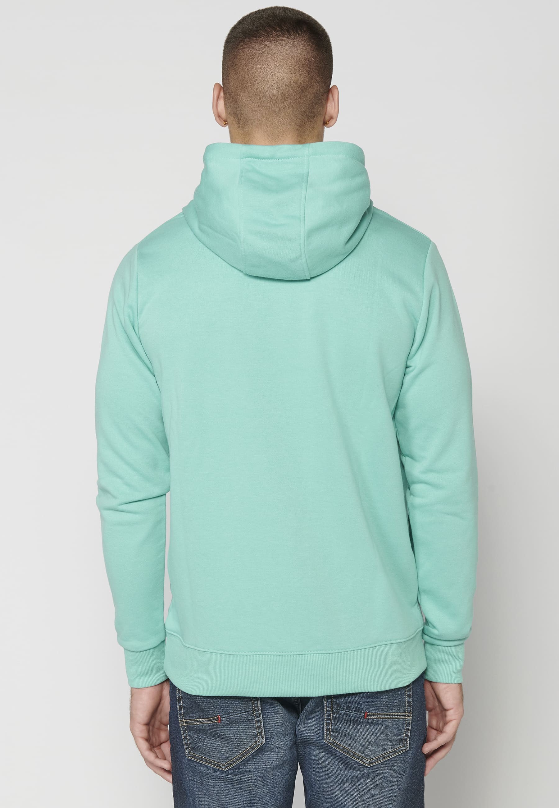 Men's Mint Color Long Sleeve Hooded Sweatshirt
