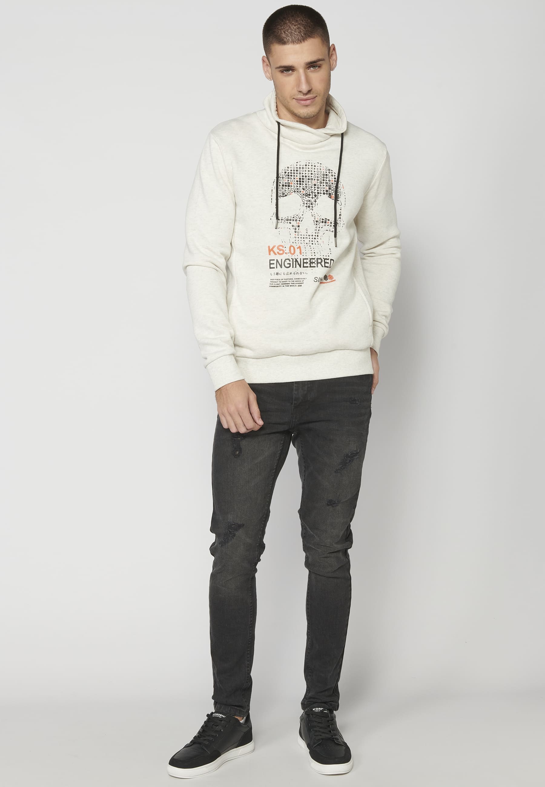 Ecru long-sleeved sweatshirt for Men