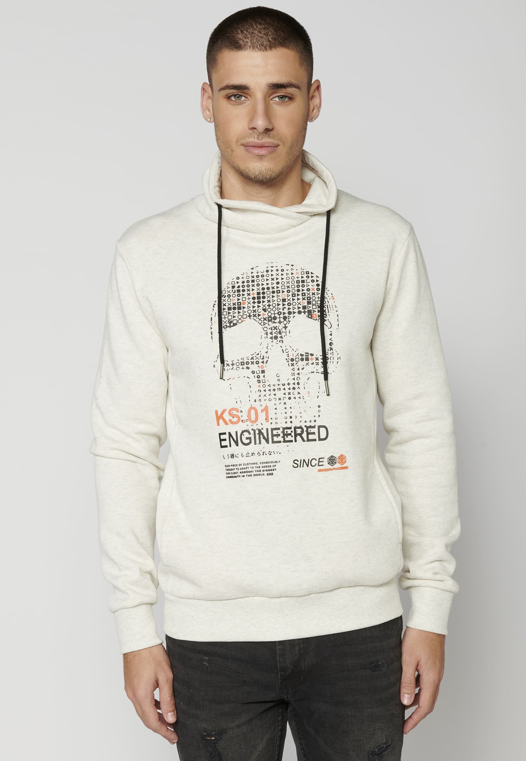 Ecru long-sleeved sweatshirt for Men