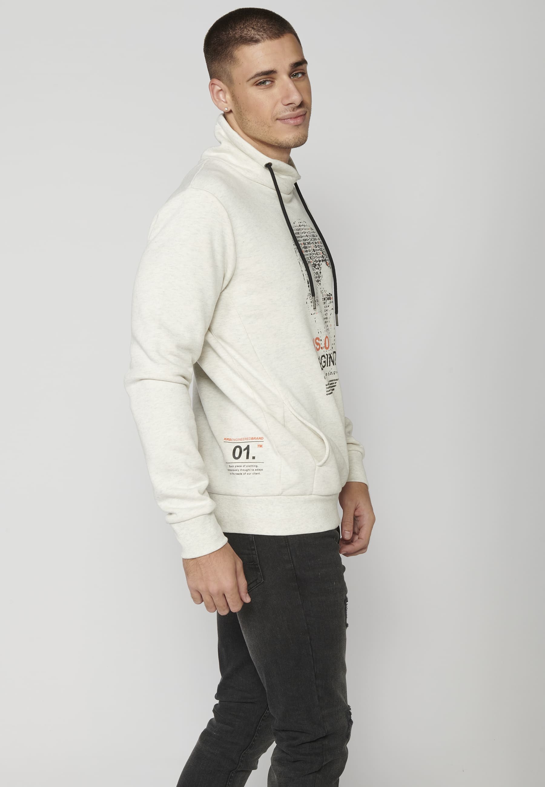 Ecru long-sleeved sweatshirt for Men