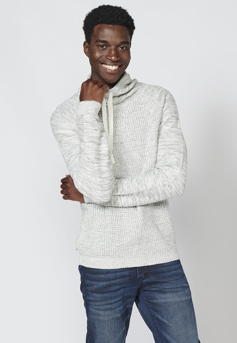 Jersey de Algodón de manga larga con cuello alto vuelto para Hombre