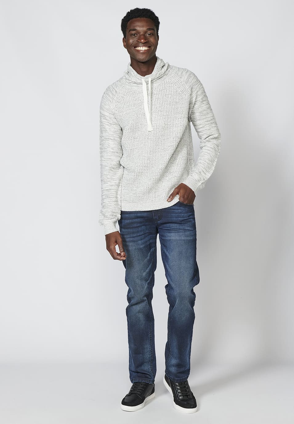 Jersey de Algodón de manga larga con cuello alto vuelto para Hombre