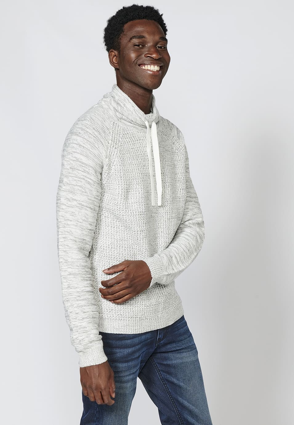 Jersey de Algodón de manga larga con cuello alto vuelto para Hombre