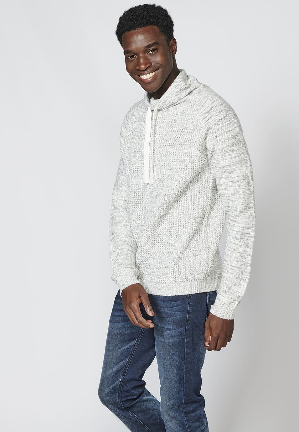 Jersey de Algodón de manga larga con cuello alto vuelto para Hombre