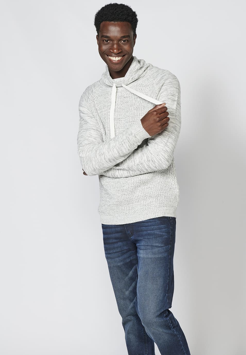 Jersey de Algodón de manga larga con cuello alto vuelto para Hombre