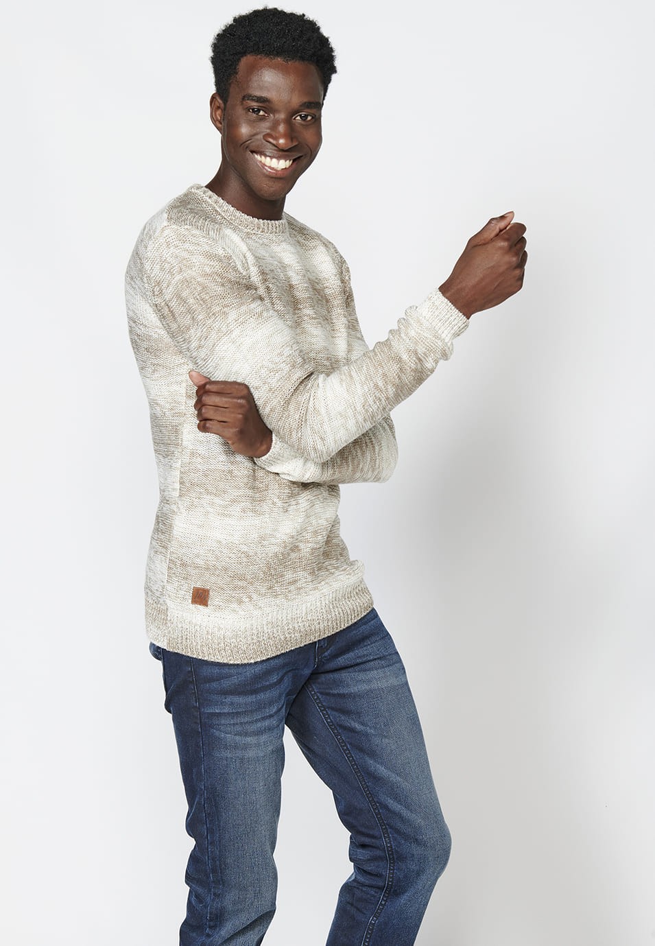 Pull en coton à manches longues et rayures dégradées pour homme