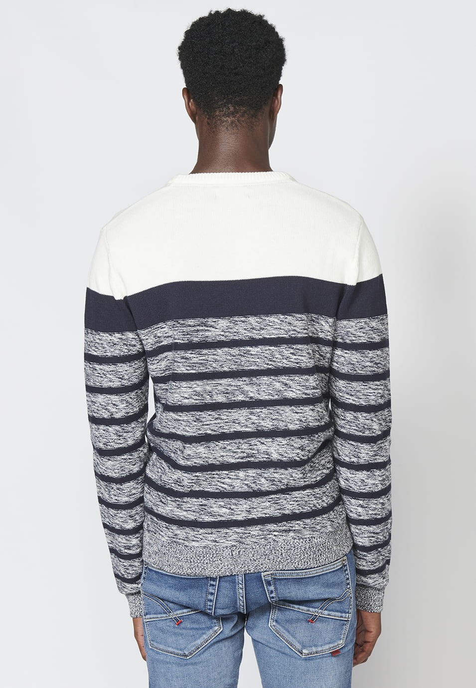 Jersey de punto manga larga de cuello redondo para hombre | Ropa Casual