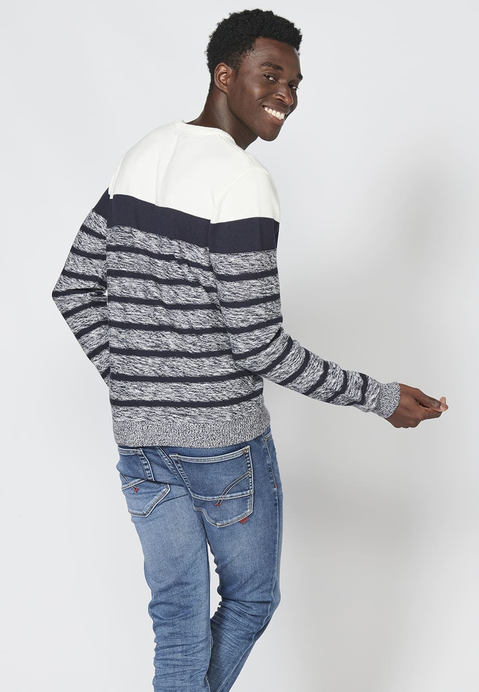 Jersey de punto manga larga de cuello redondo para hombre | Ropa Casual