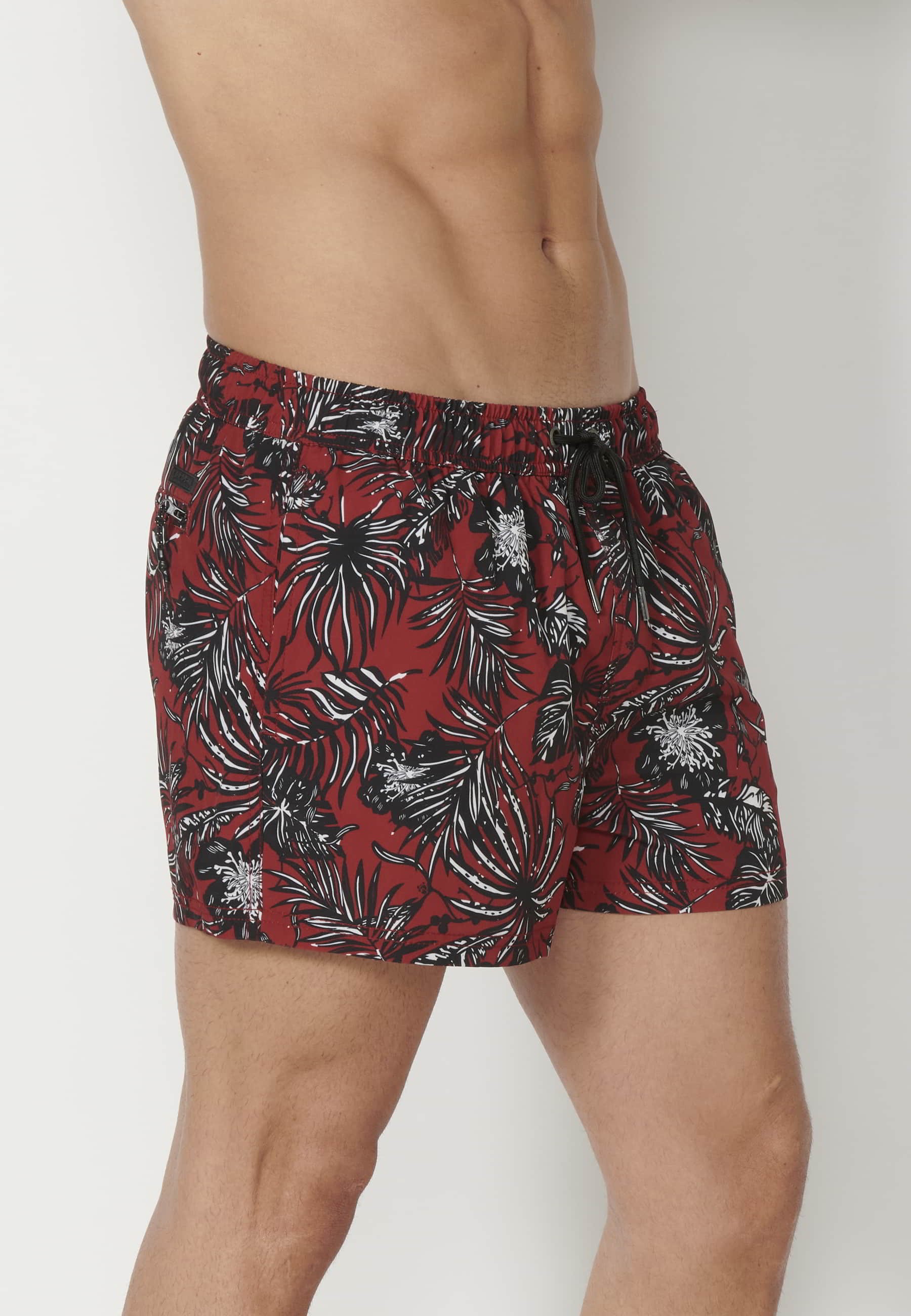 Short swimsuit with two Red Pockets for Men