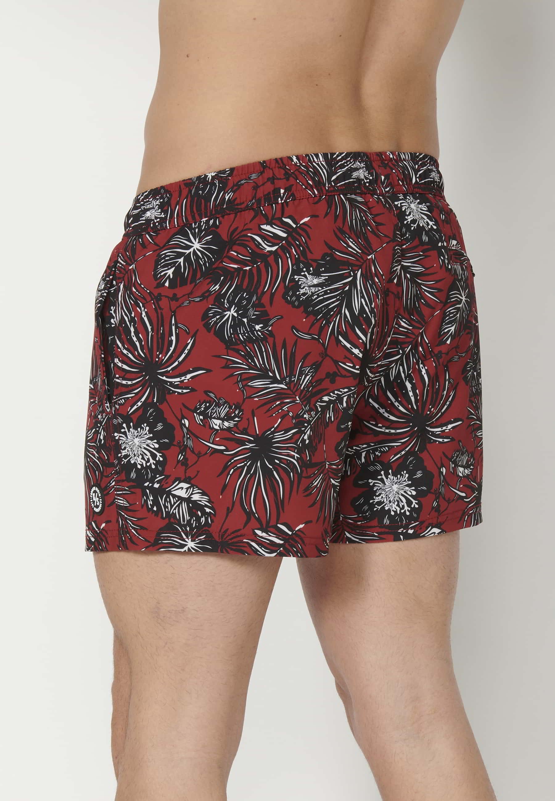 Short swimsuit with two Red Pockets for Men