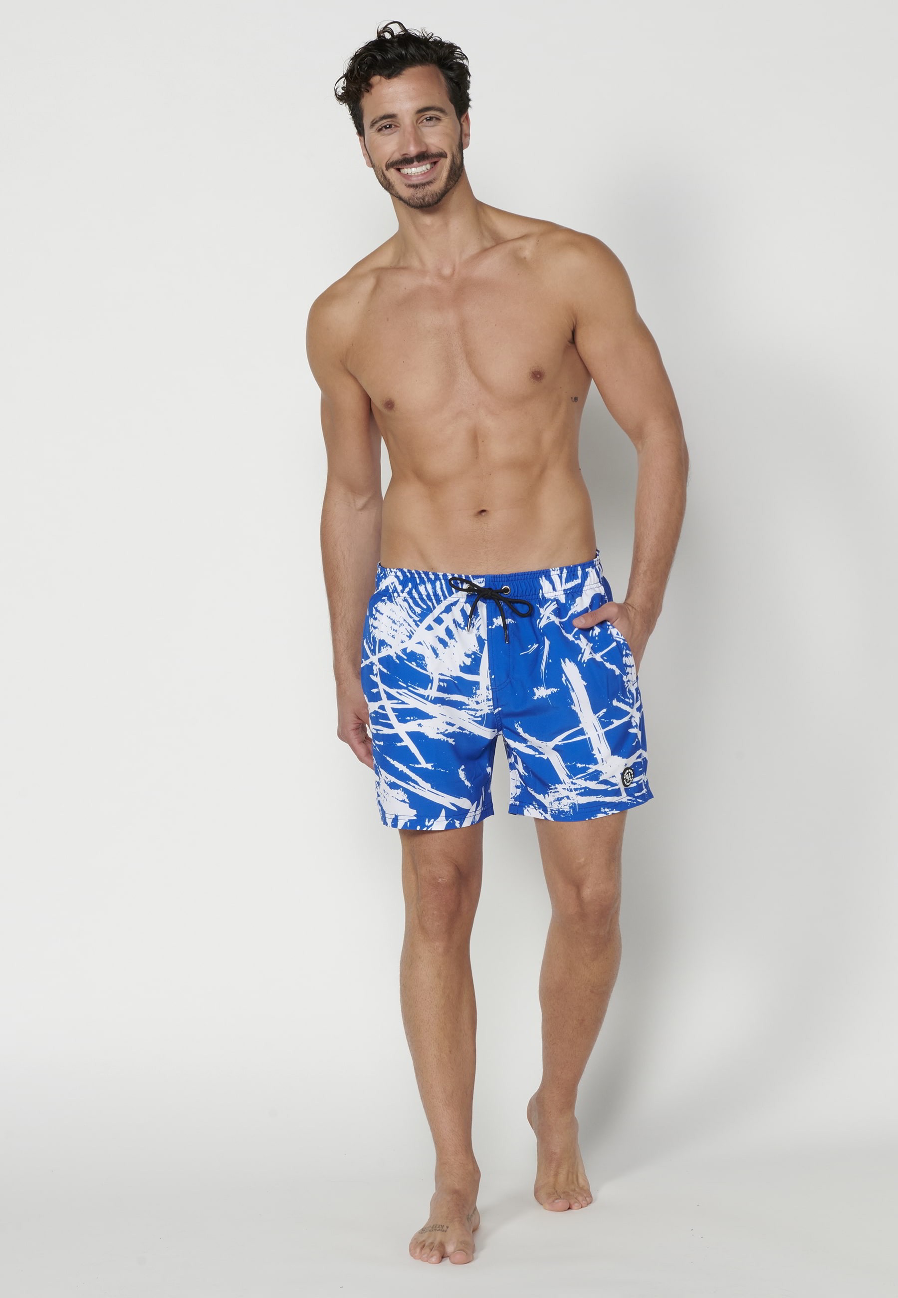 Bañador corto con tres Bolsillos color Azul para Hombre
