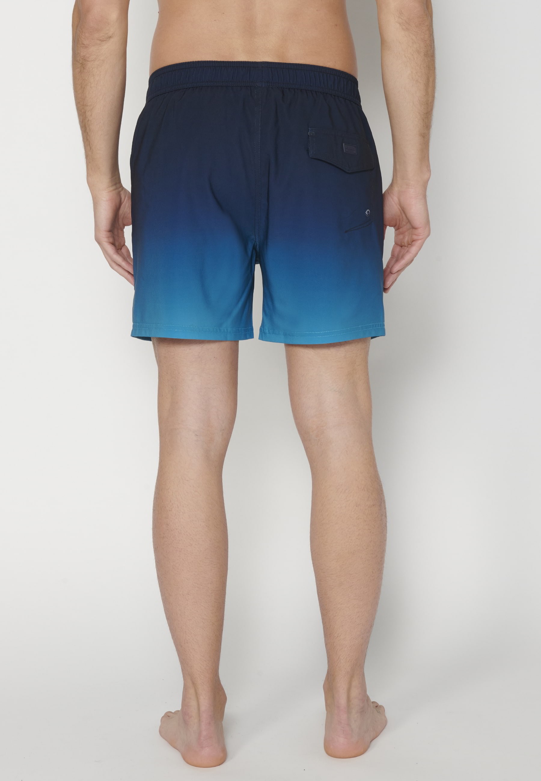 Short swimsuit with three Blue Pockets for Men