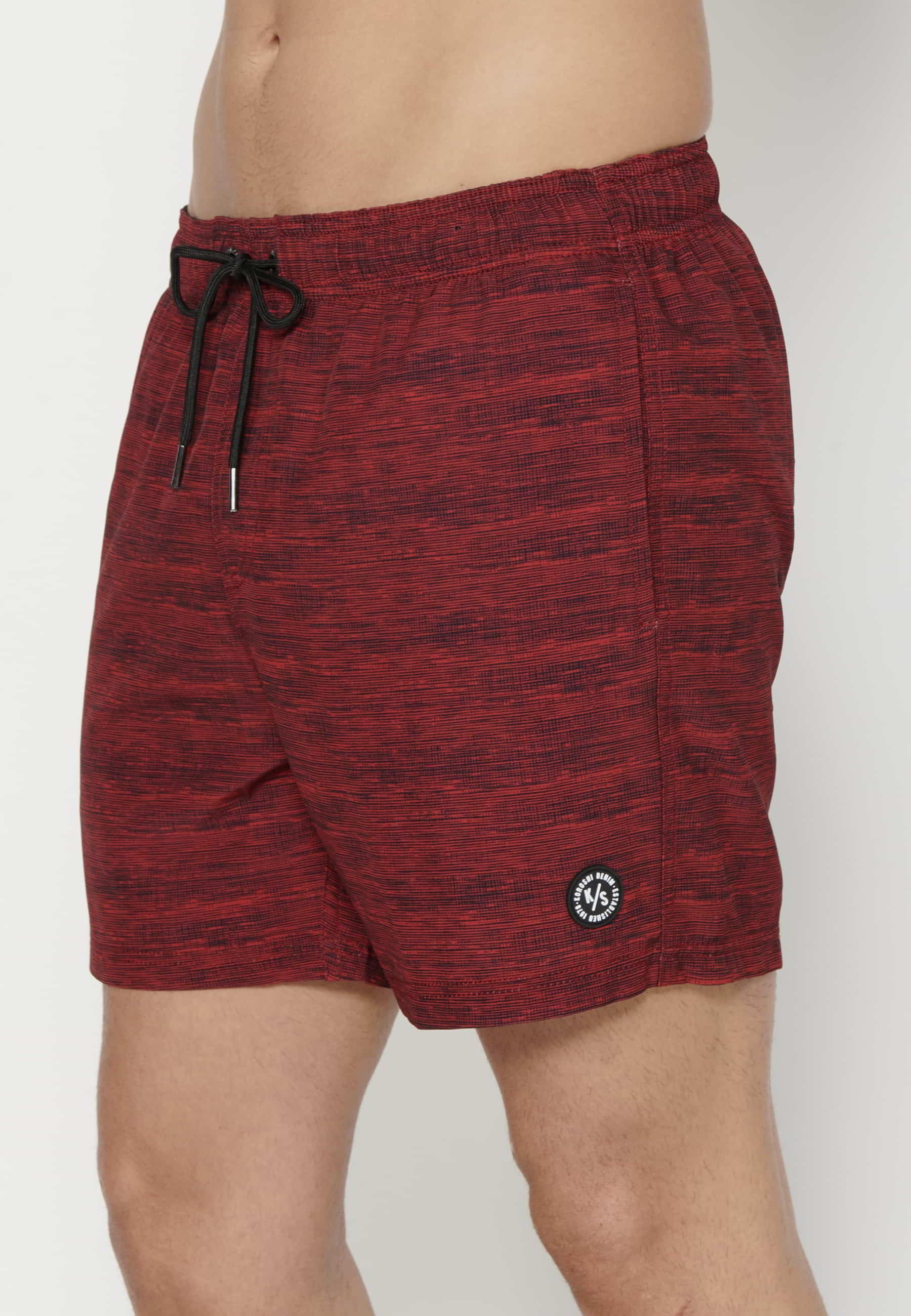 Short swimsuit with three Red Pockets for Men
