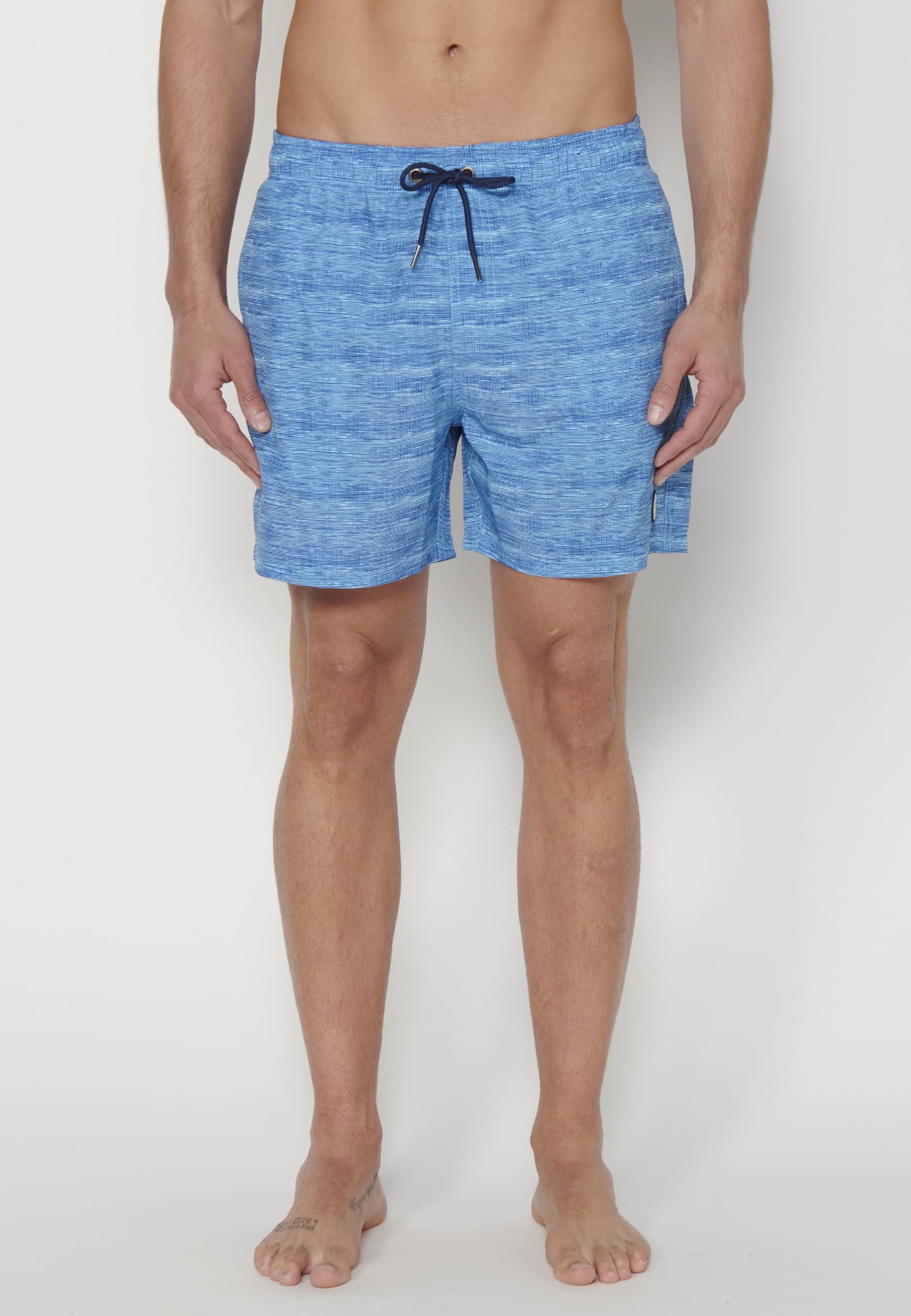 Short swimsuit with three Pockets in Aqua Blue color for Men