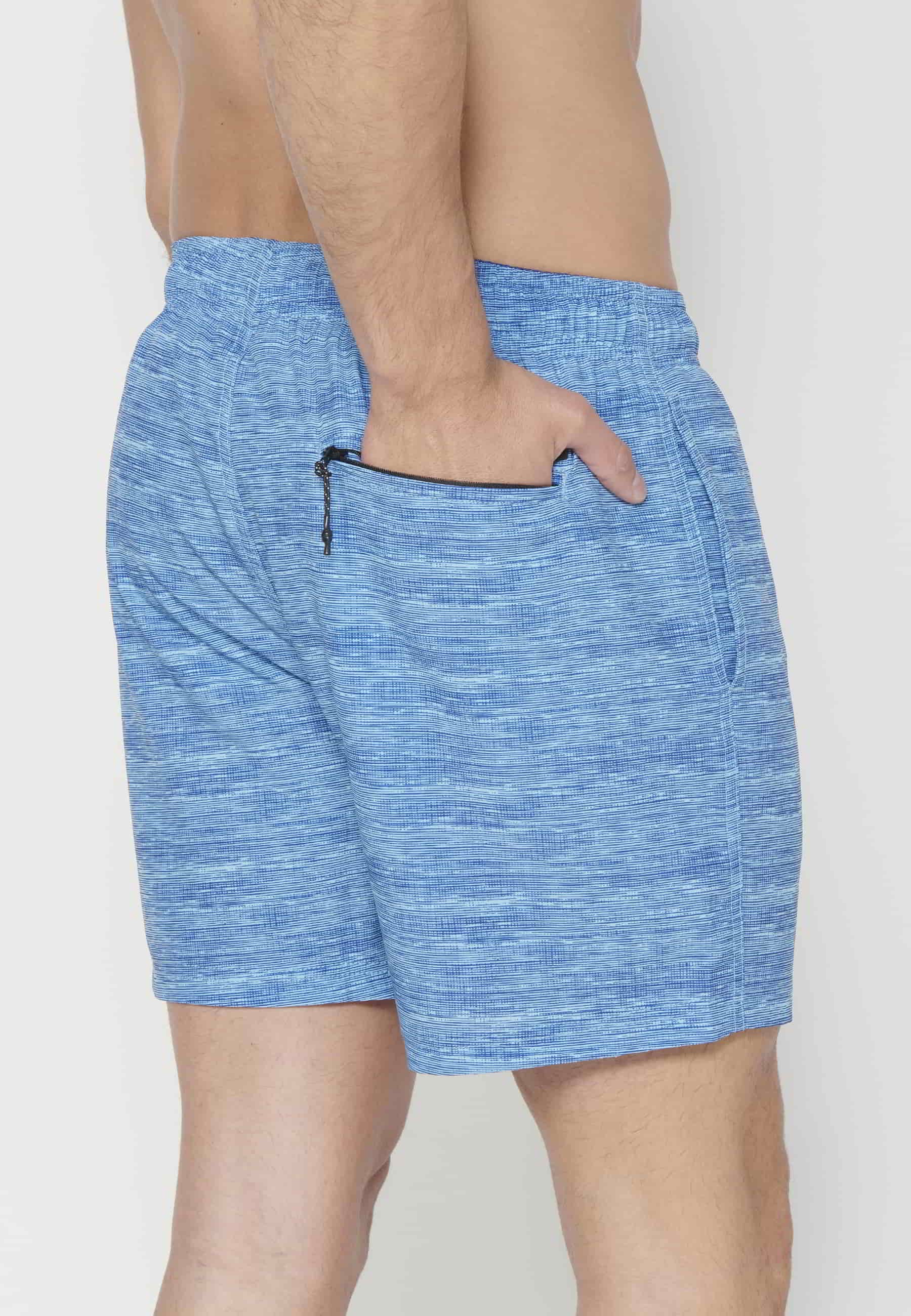 Kurzer Badeanzug mit drei Taschen in der Farbe Aqua Blue für Herren