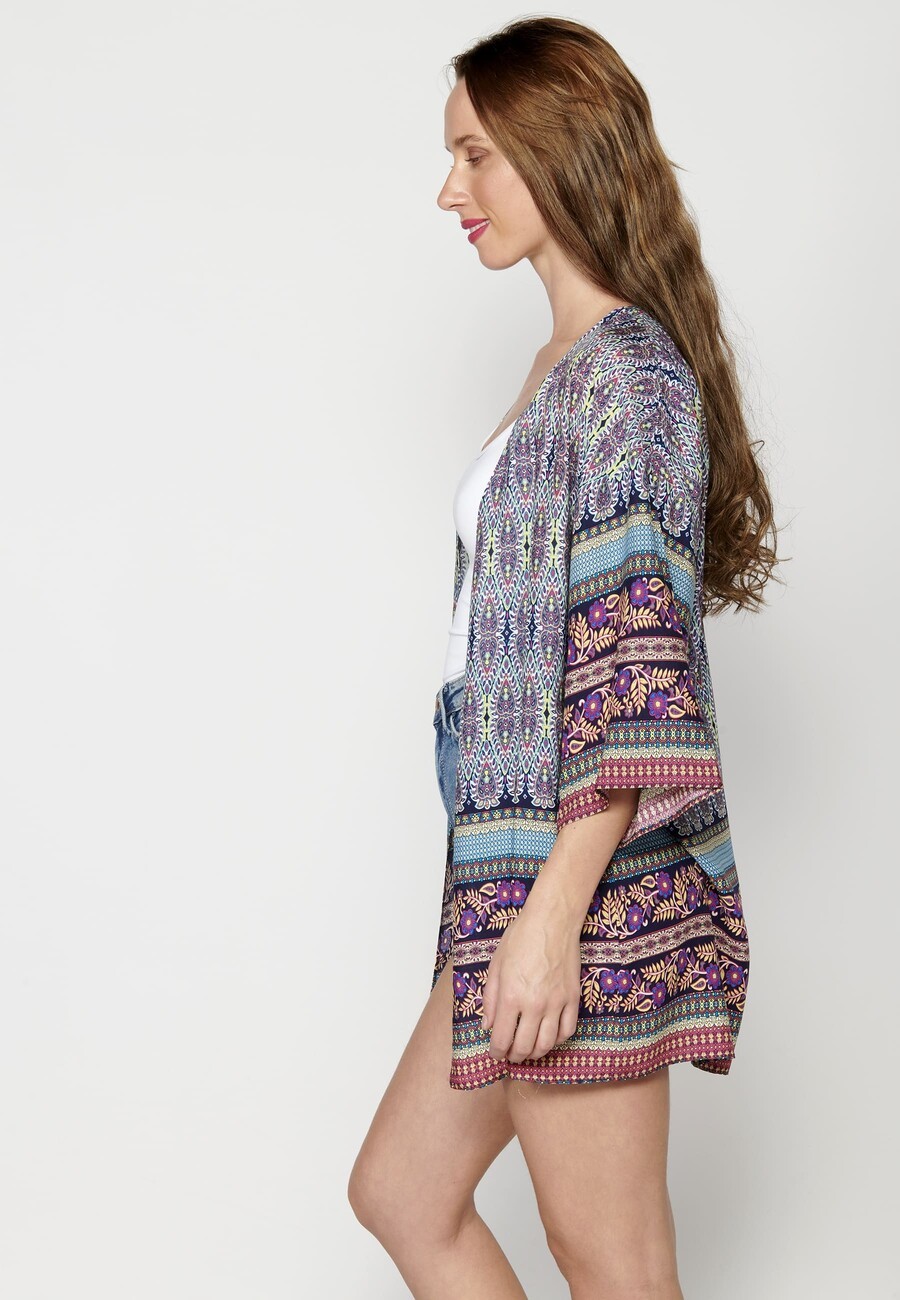 Multicolor fluid long-sleeved jacket with floral details for Woman 7